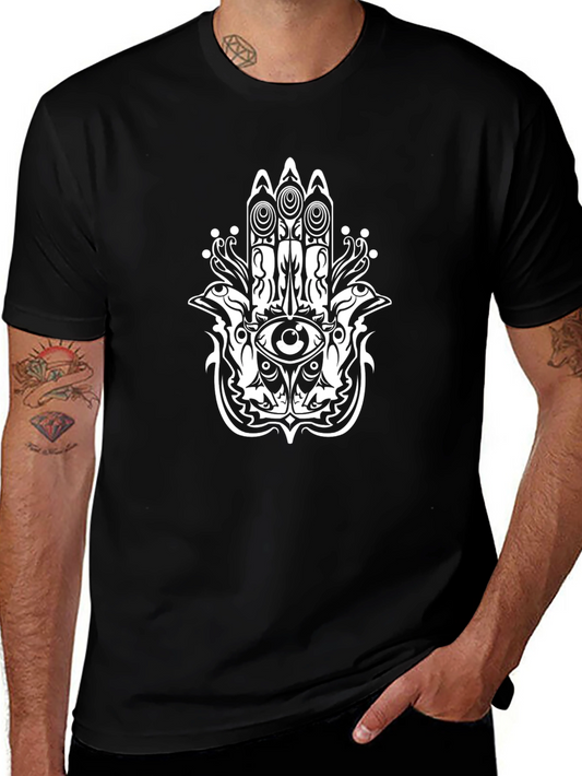 Hamsa Hand Eye Graphic T-Shirt - Black