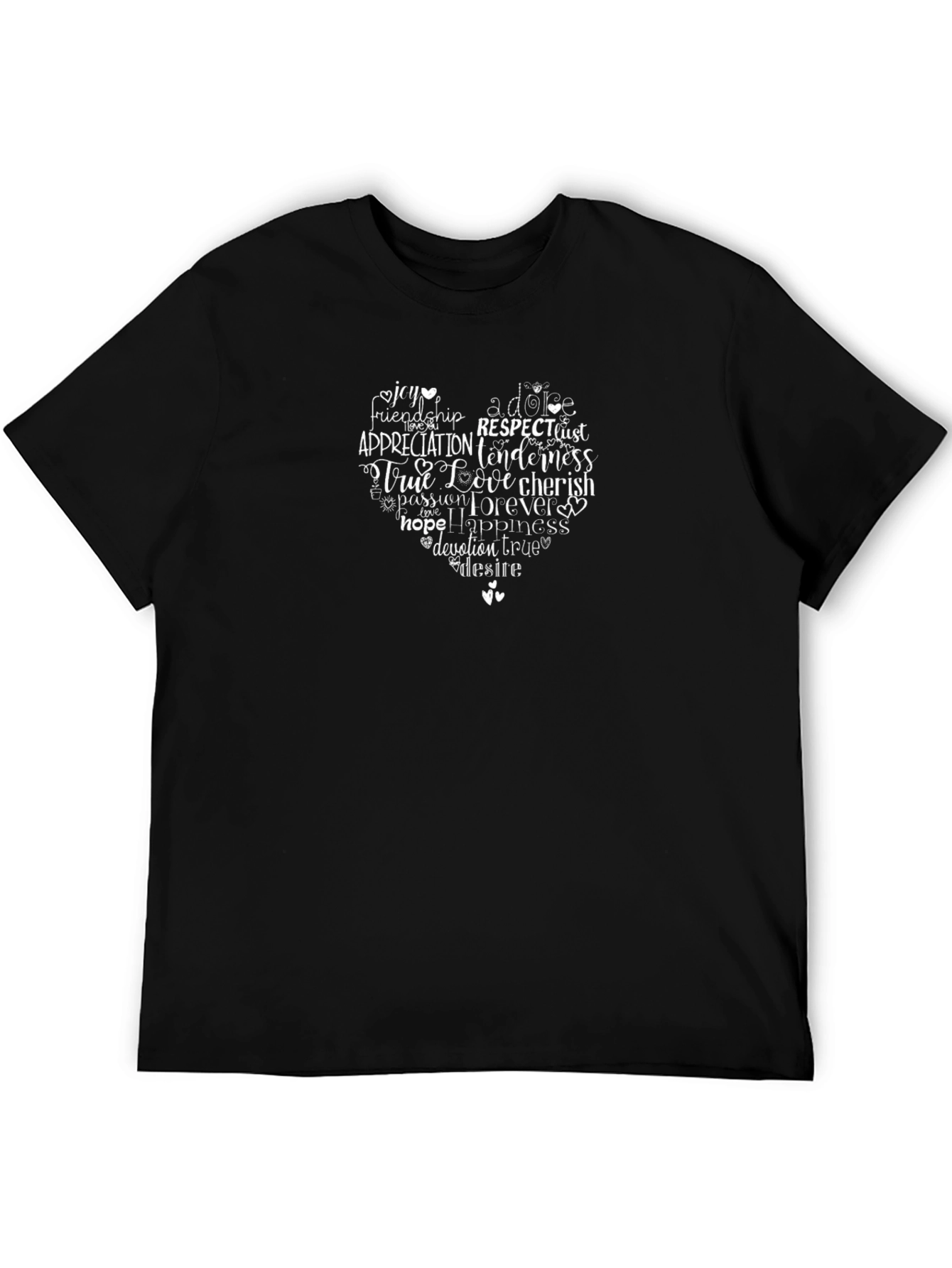 Heart of Love Word Art Black T-Shirt