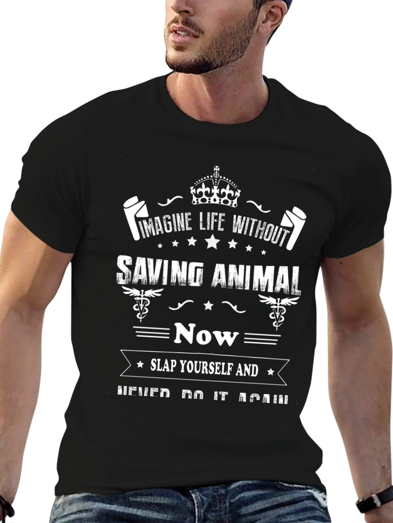 Imagine Saving Animals Funny Graphic T-Shirt