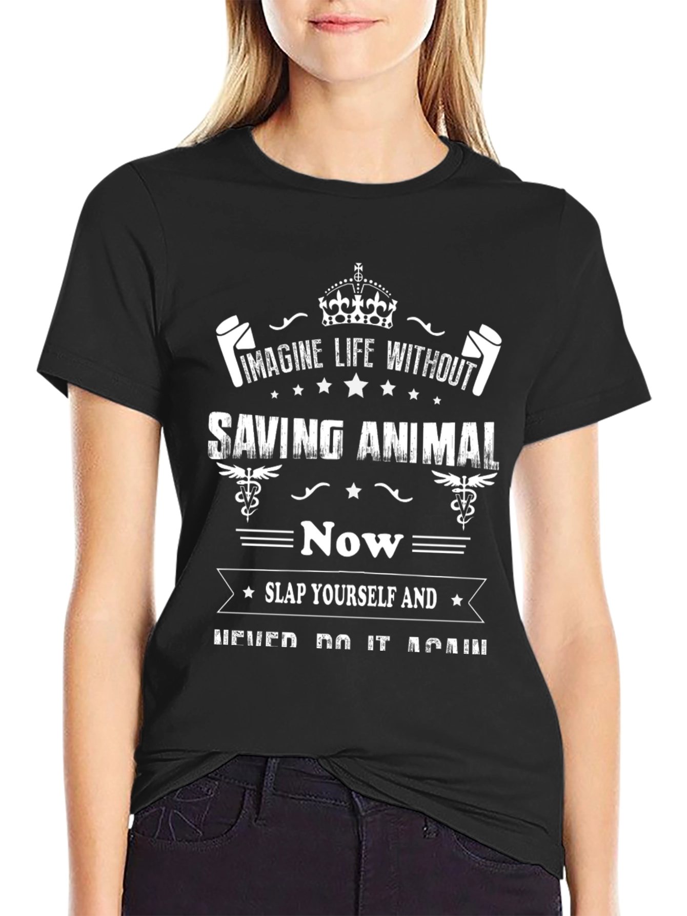 Imagine Saving Animals Funny Graphic T-Shirt