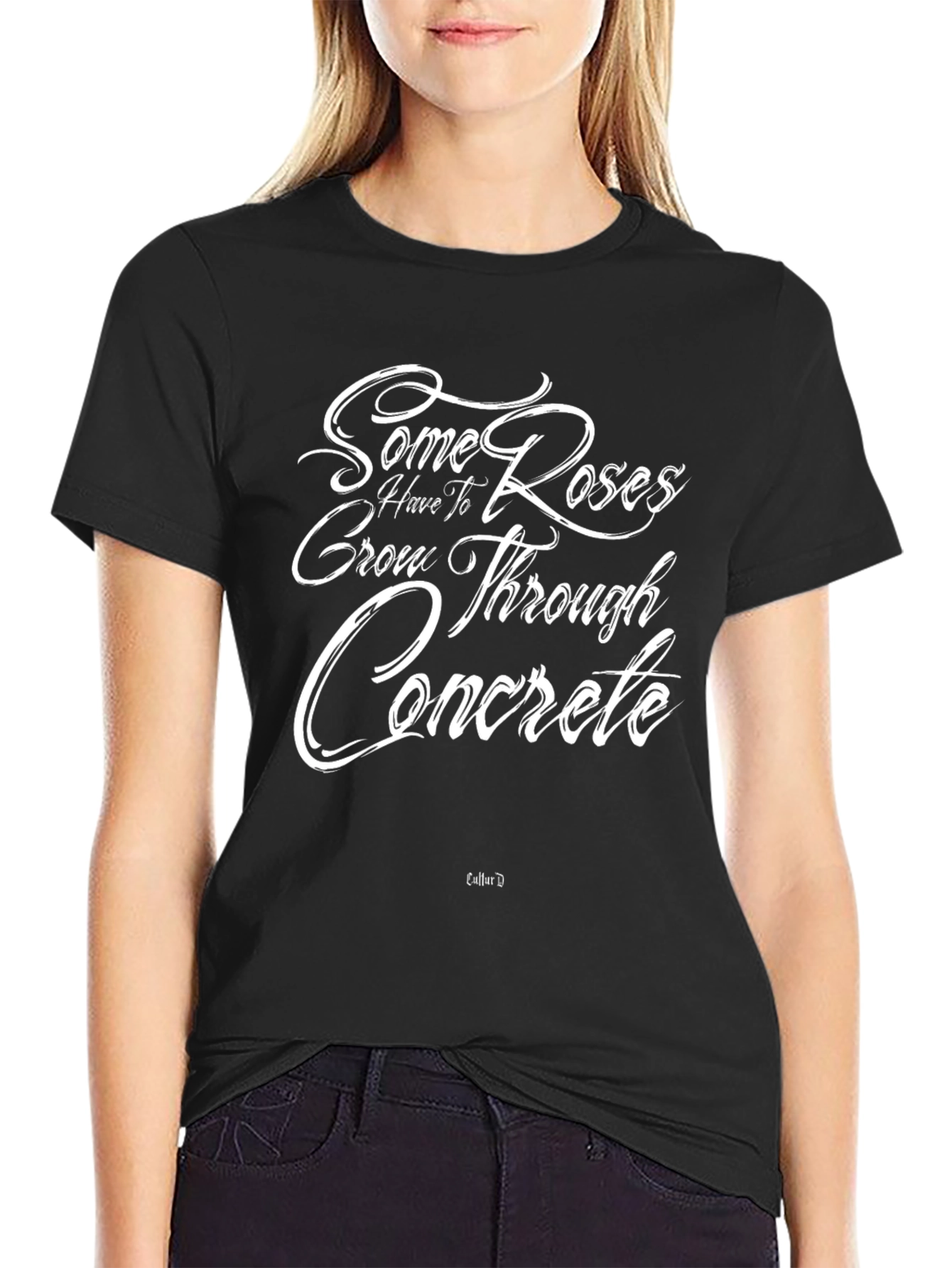Roses Through Concrete Graphic Tee - Black