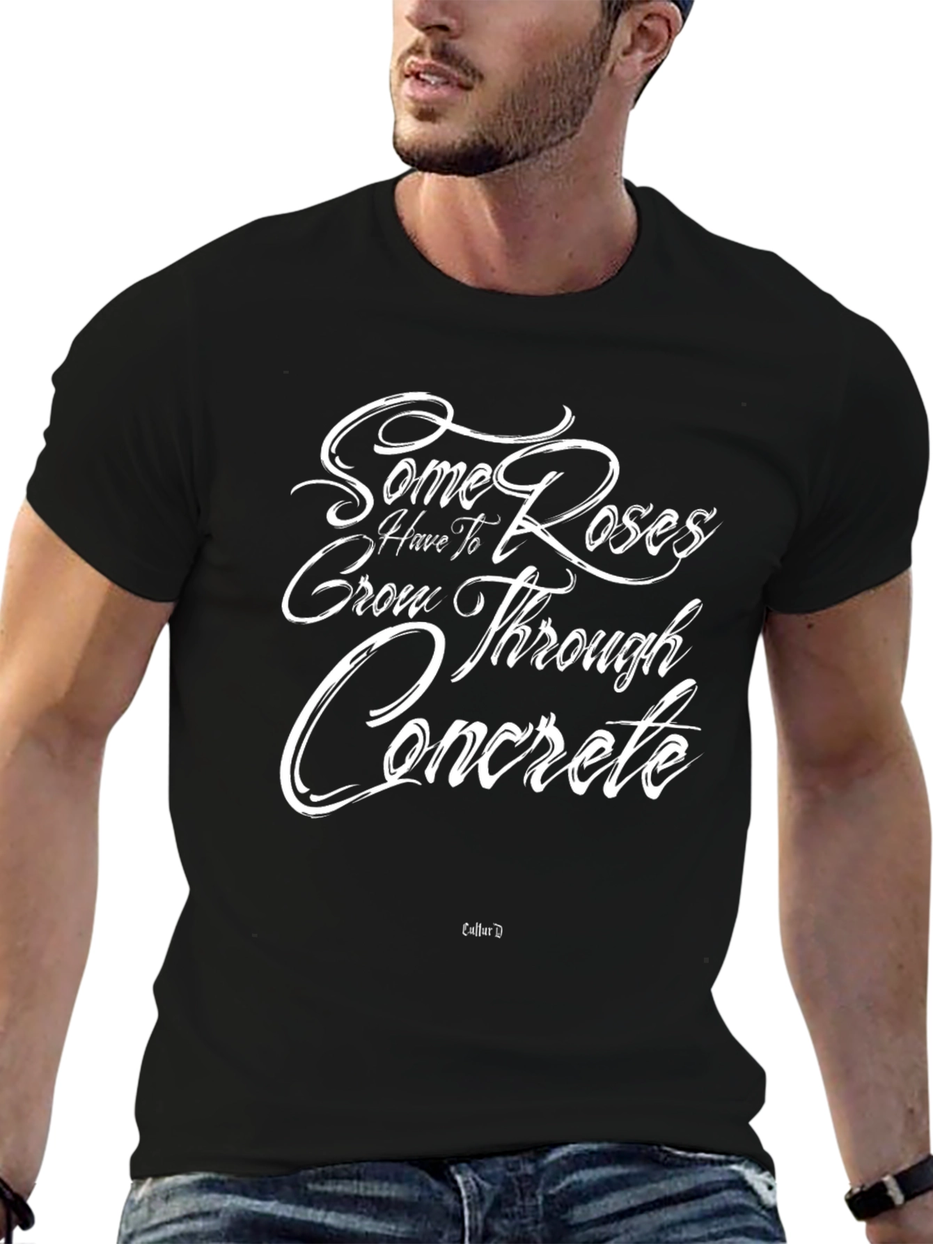 Roses Through Concrete Graphic Tee - Black