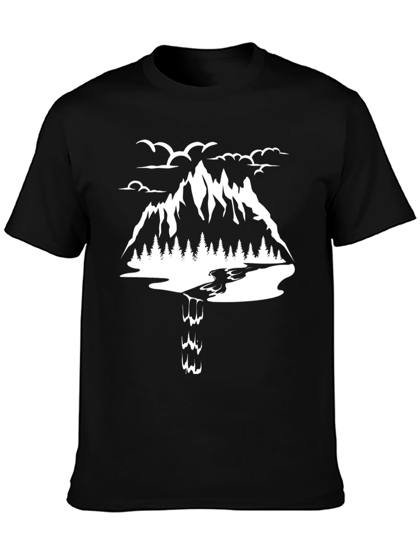 Mountain Scene Graphic Tee - Black