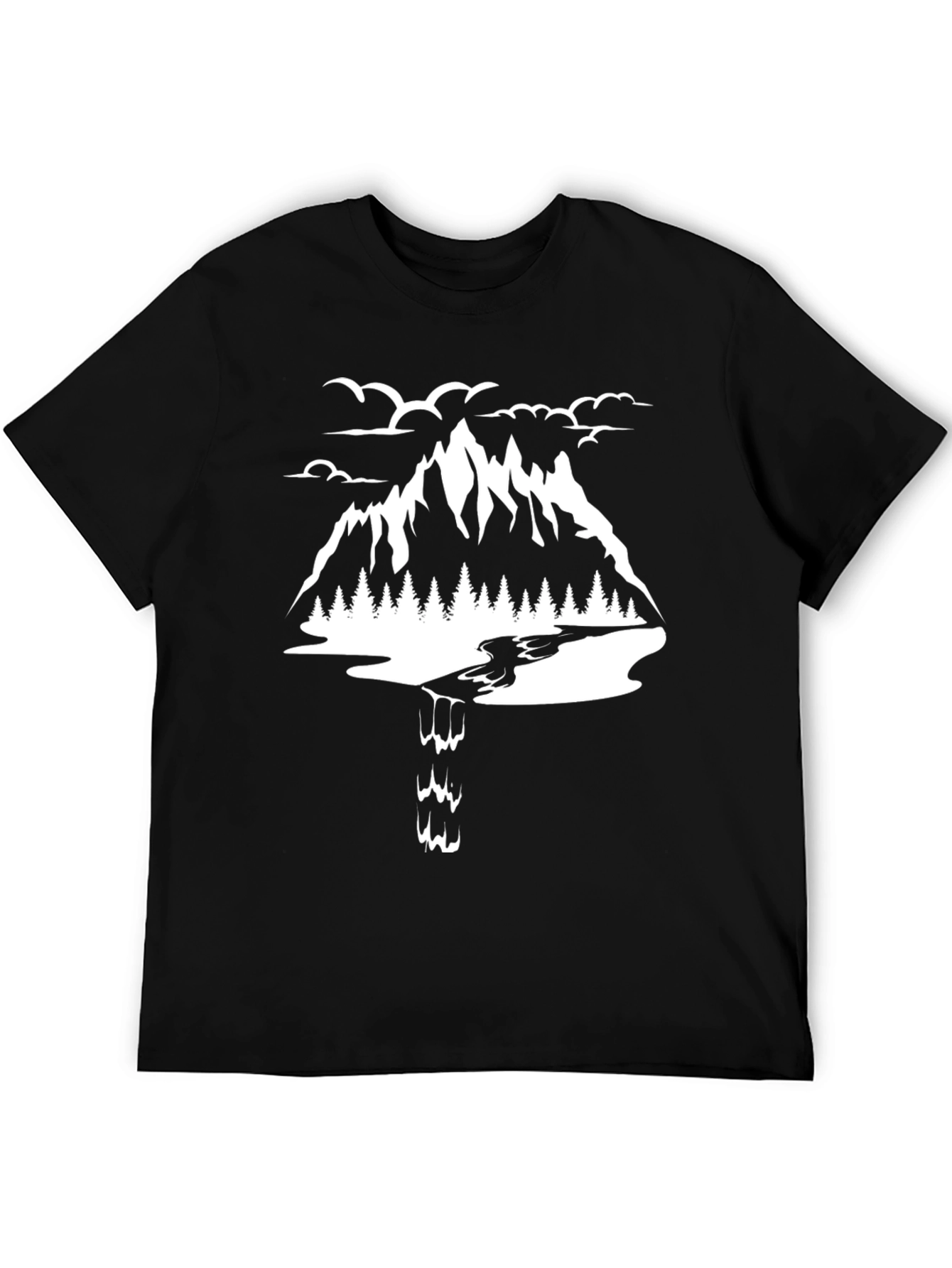 Mountain Scene Graphic Tee - Black