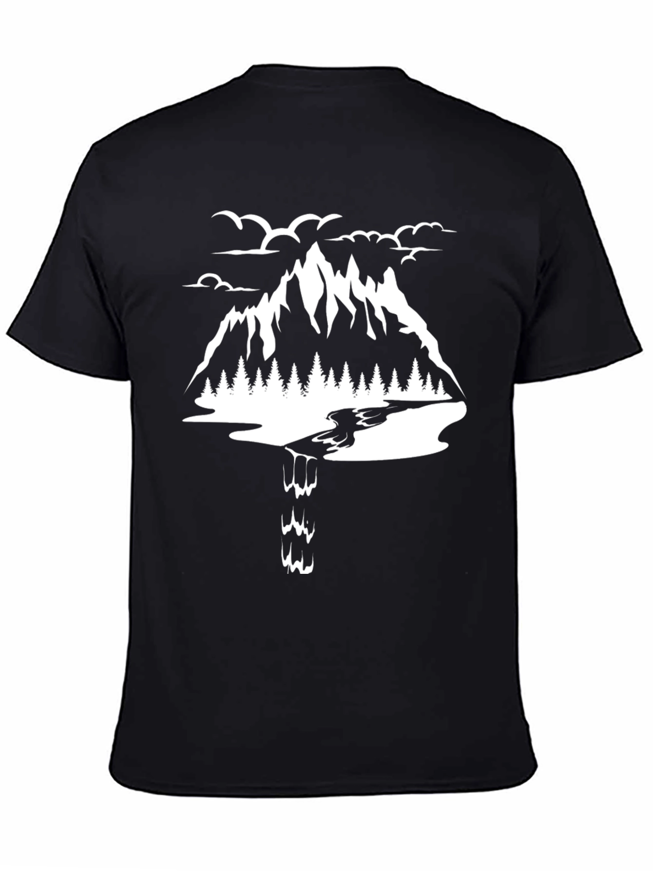 Mountain Scene Graphic Tee - Black