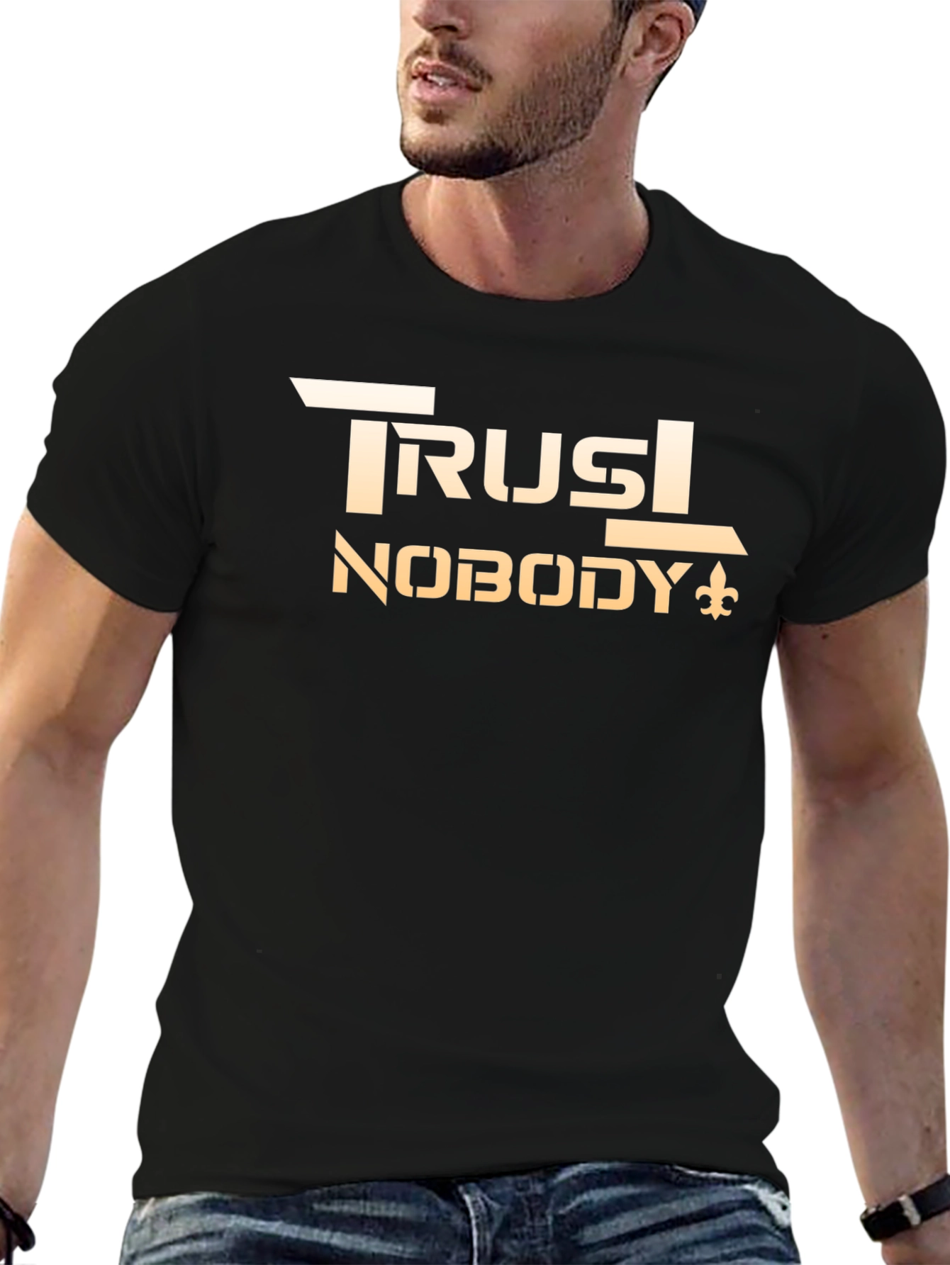 Trust Nobody Graphic Tee - Black Cotton Casual Shirt