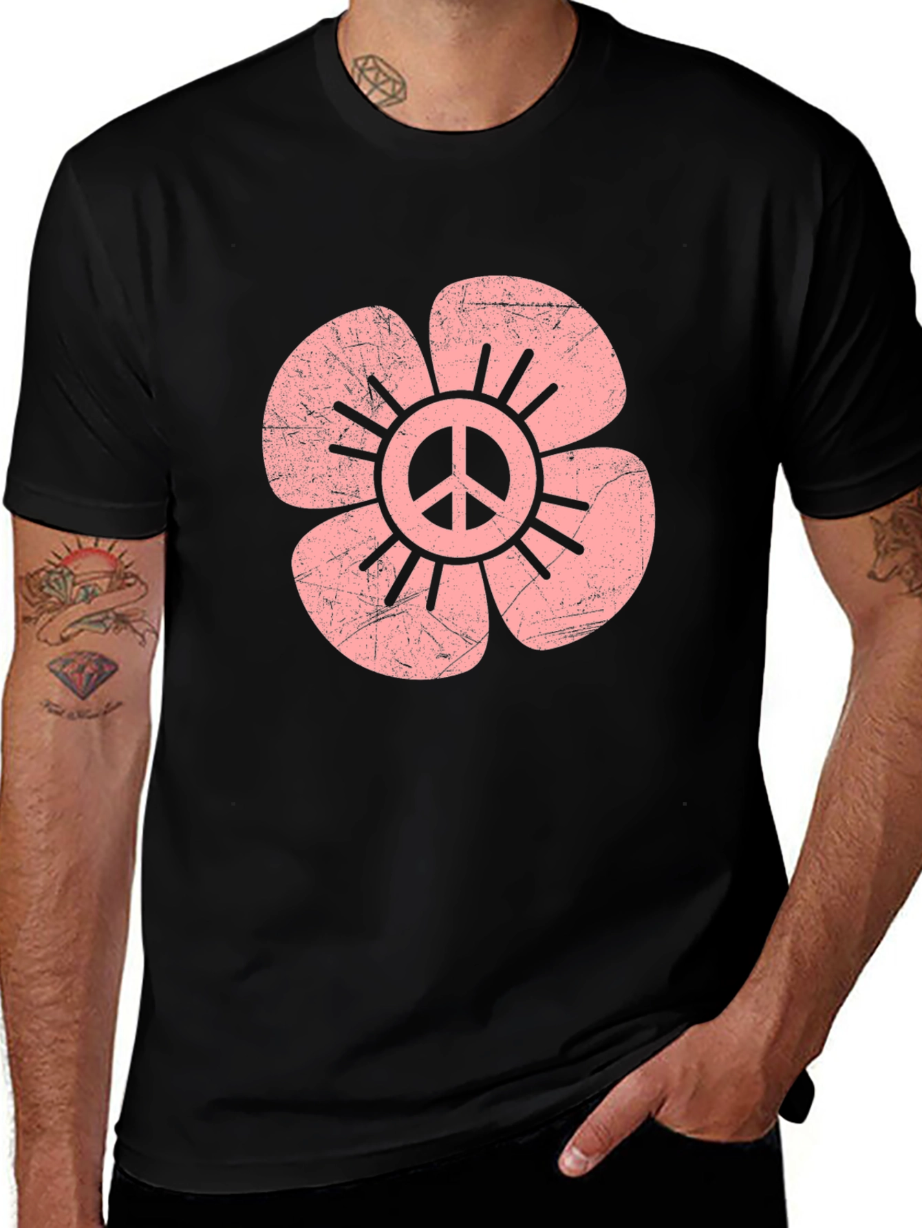 Peace Flower Graphic Tee - Retro Style