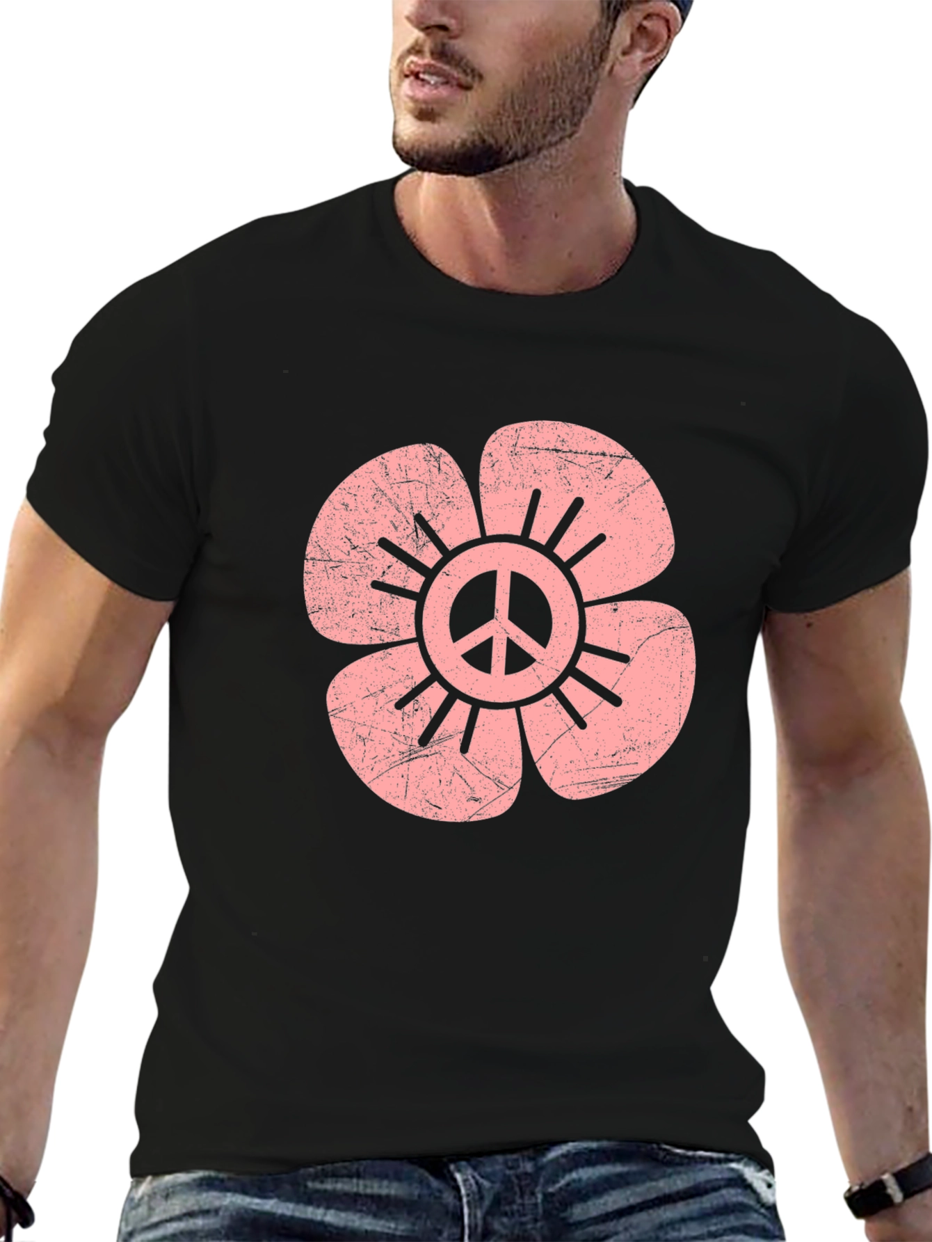 Peace Flower Graphic Tee - Retro Style