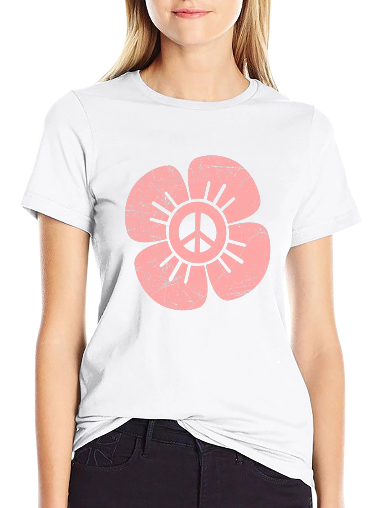 Peace Flower Graphic Tee - Retro Style
