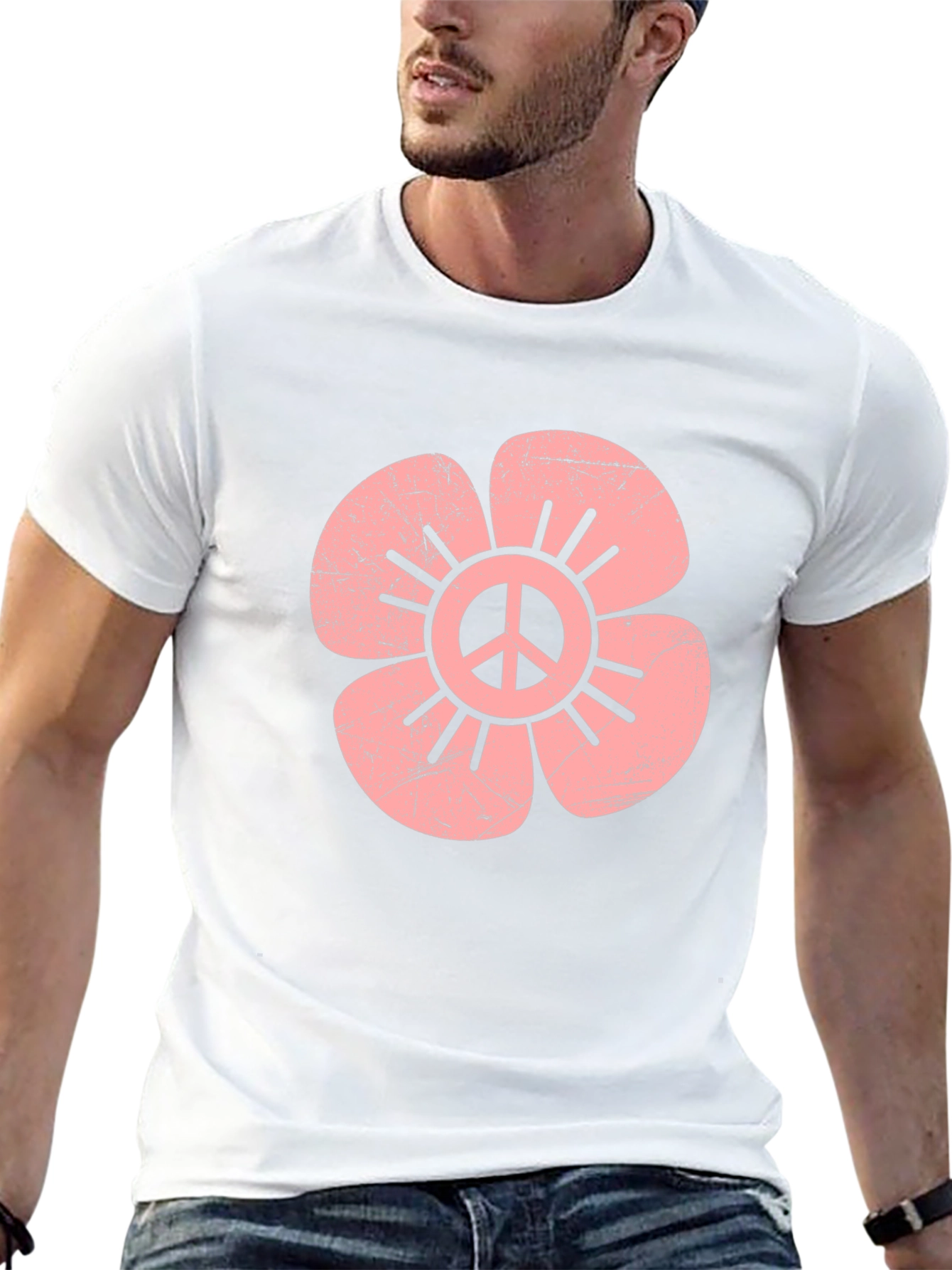Peace Flower Graphic Tee - Retro Style