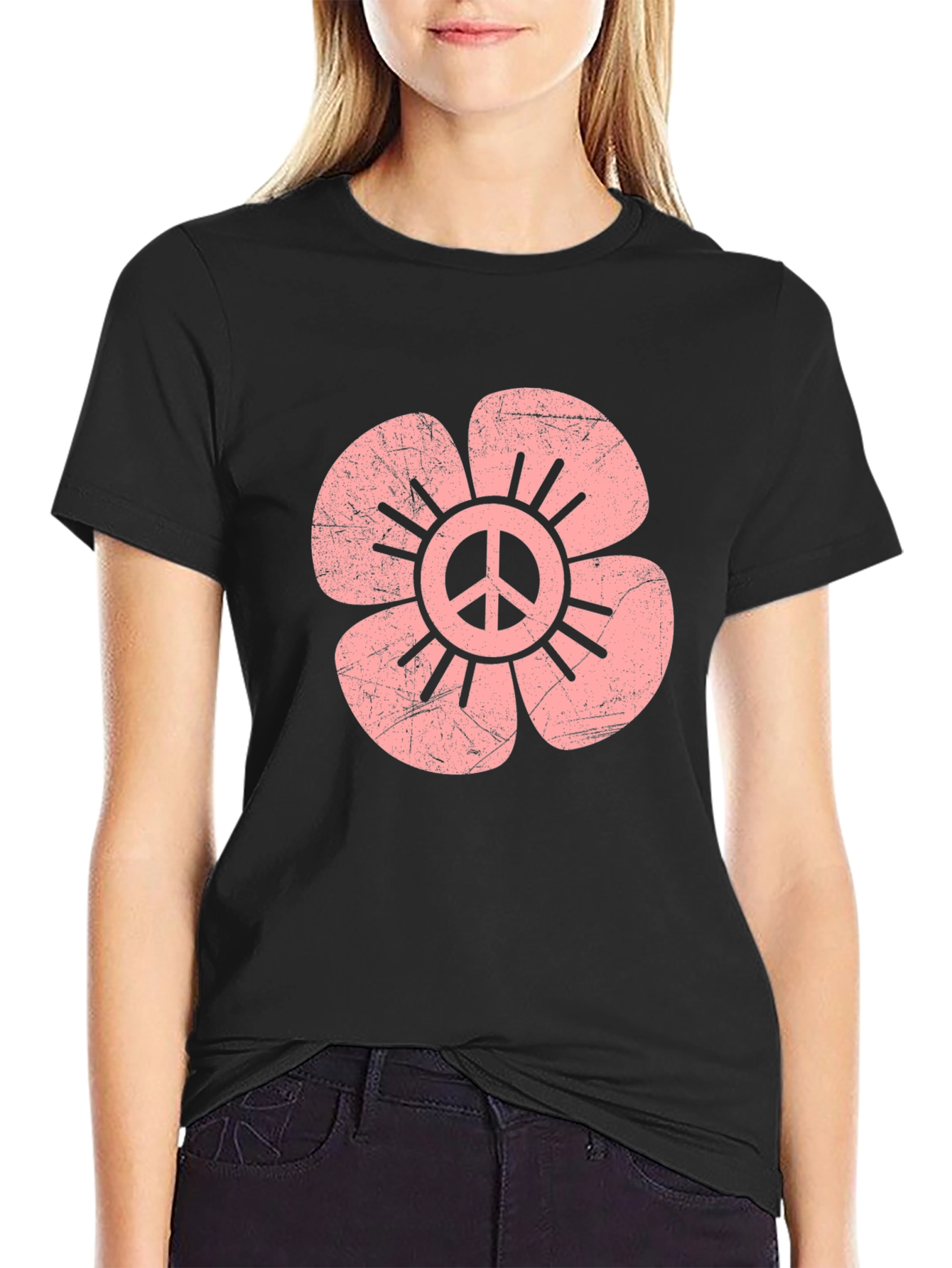Peace Flower Graphic Tee - Retro Style