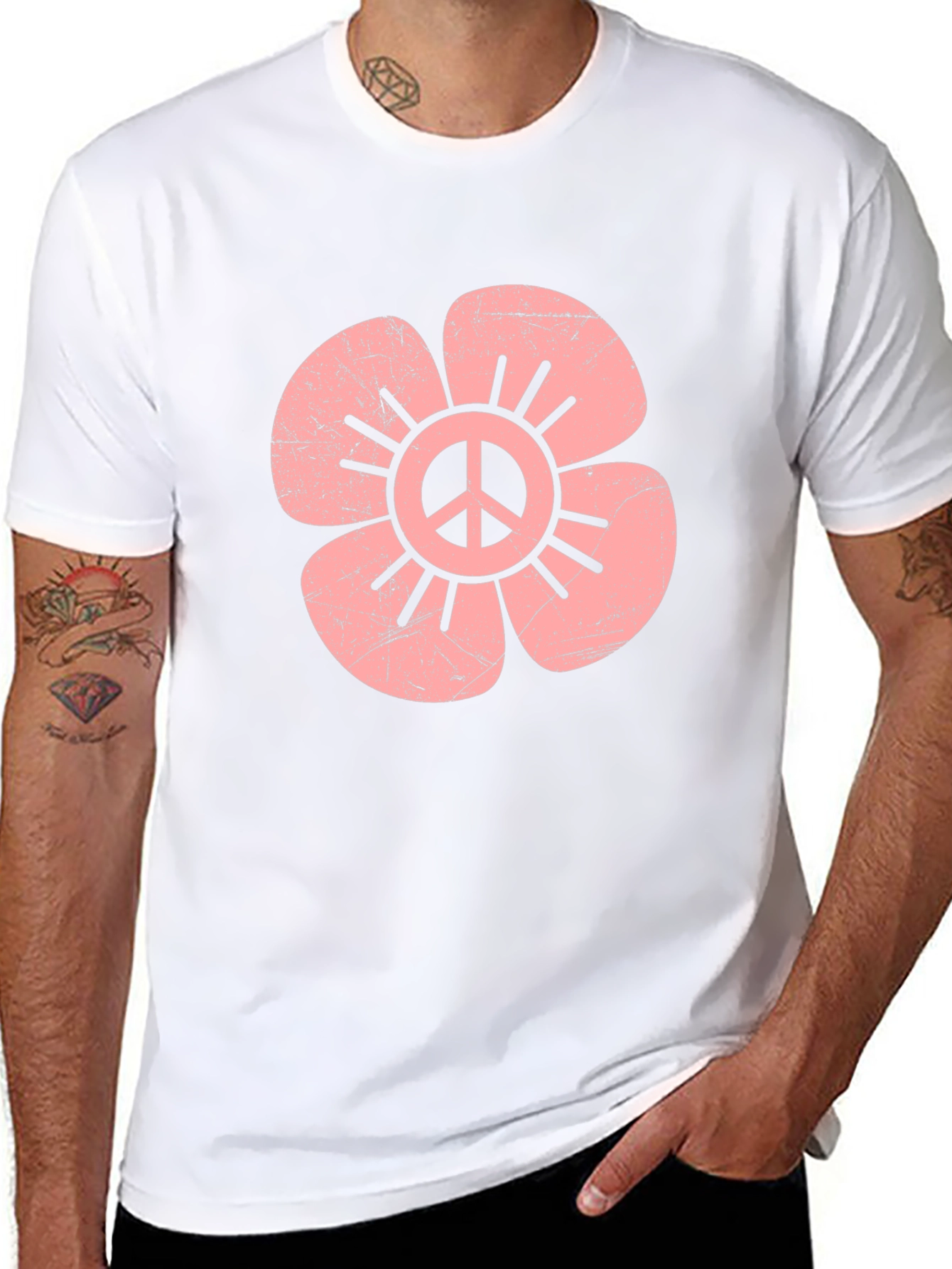 Peace Flower Graphic Tee - Retro Style