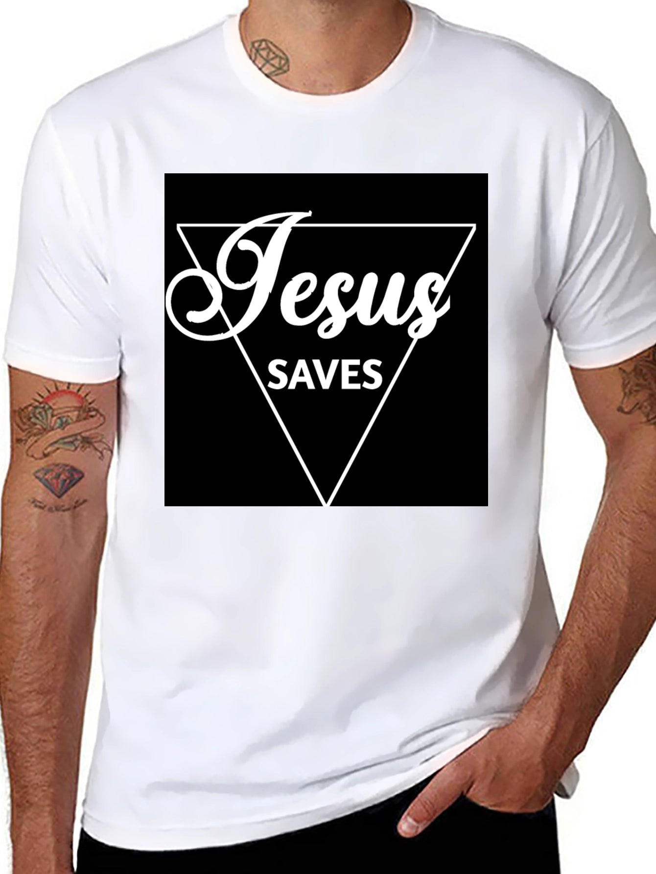 Jesus Saves Graphic T-Shirt - Black