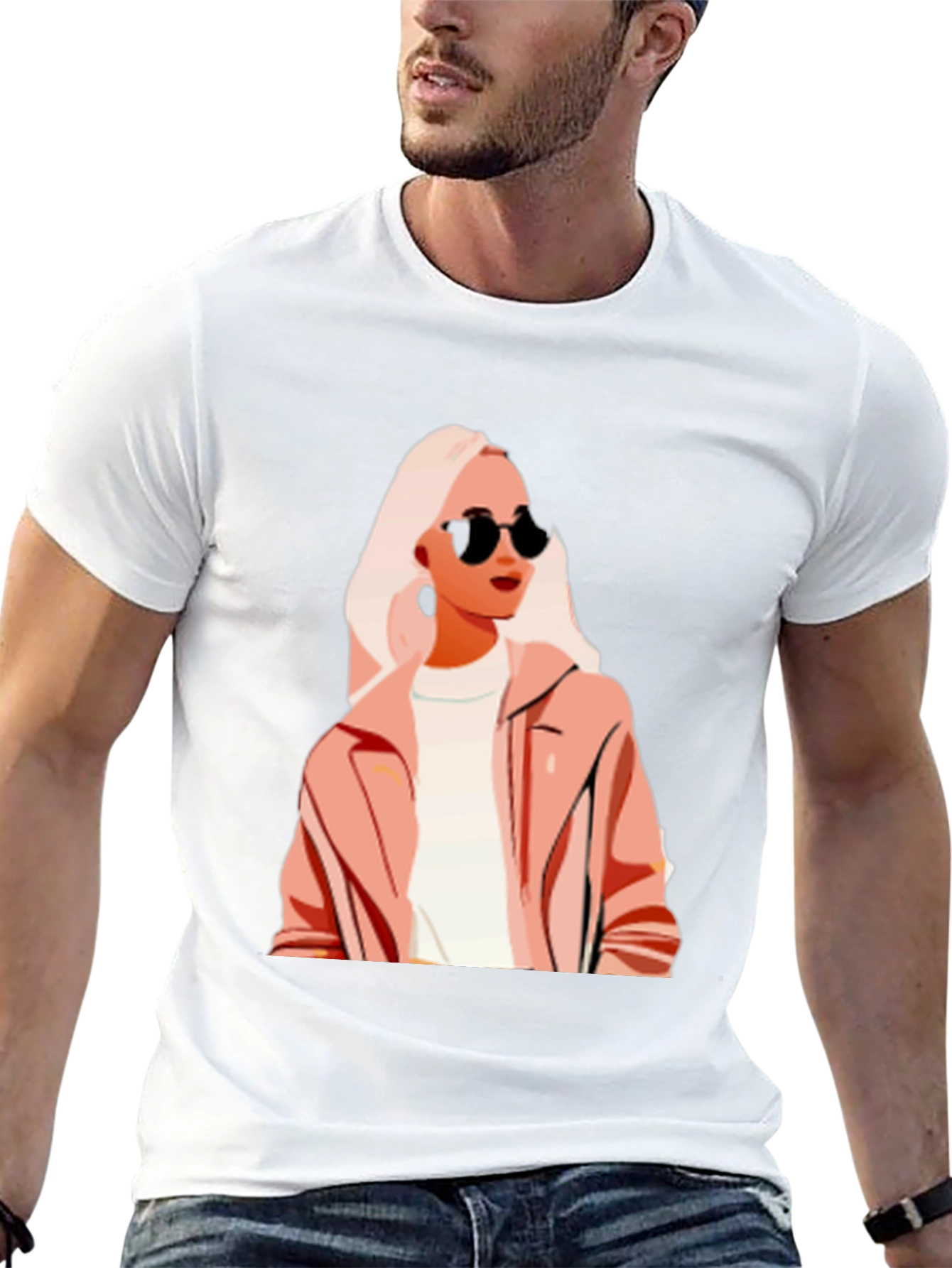 Stylish Woman Graphic Print Black T-Shirt