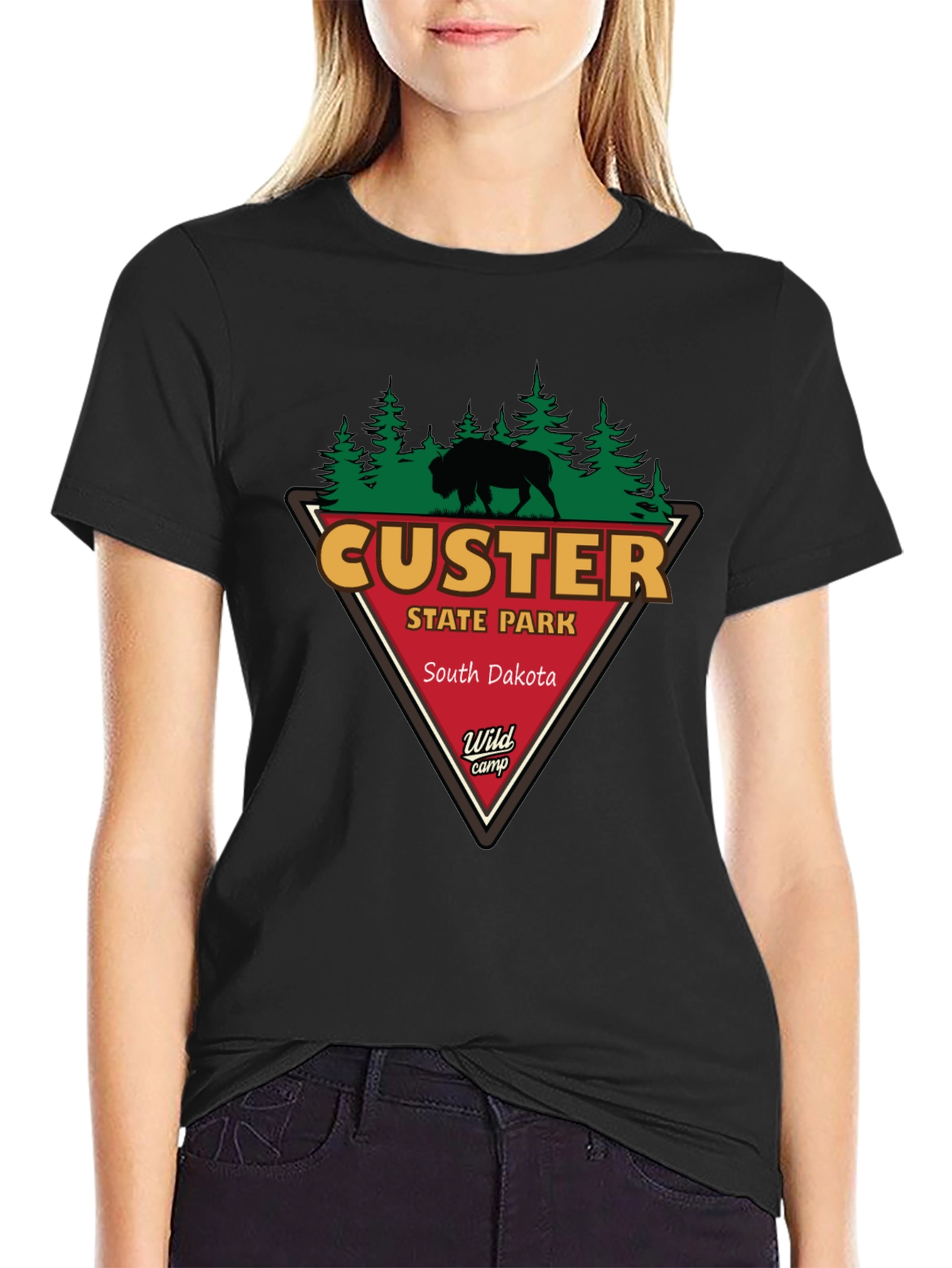 Custer State Park T-Shirt - Black Cotton Tee