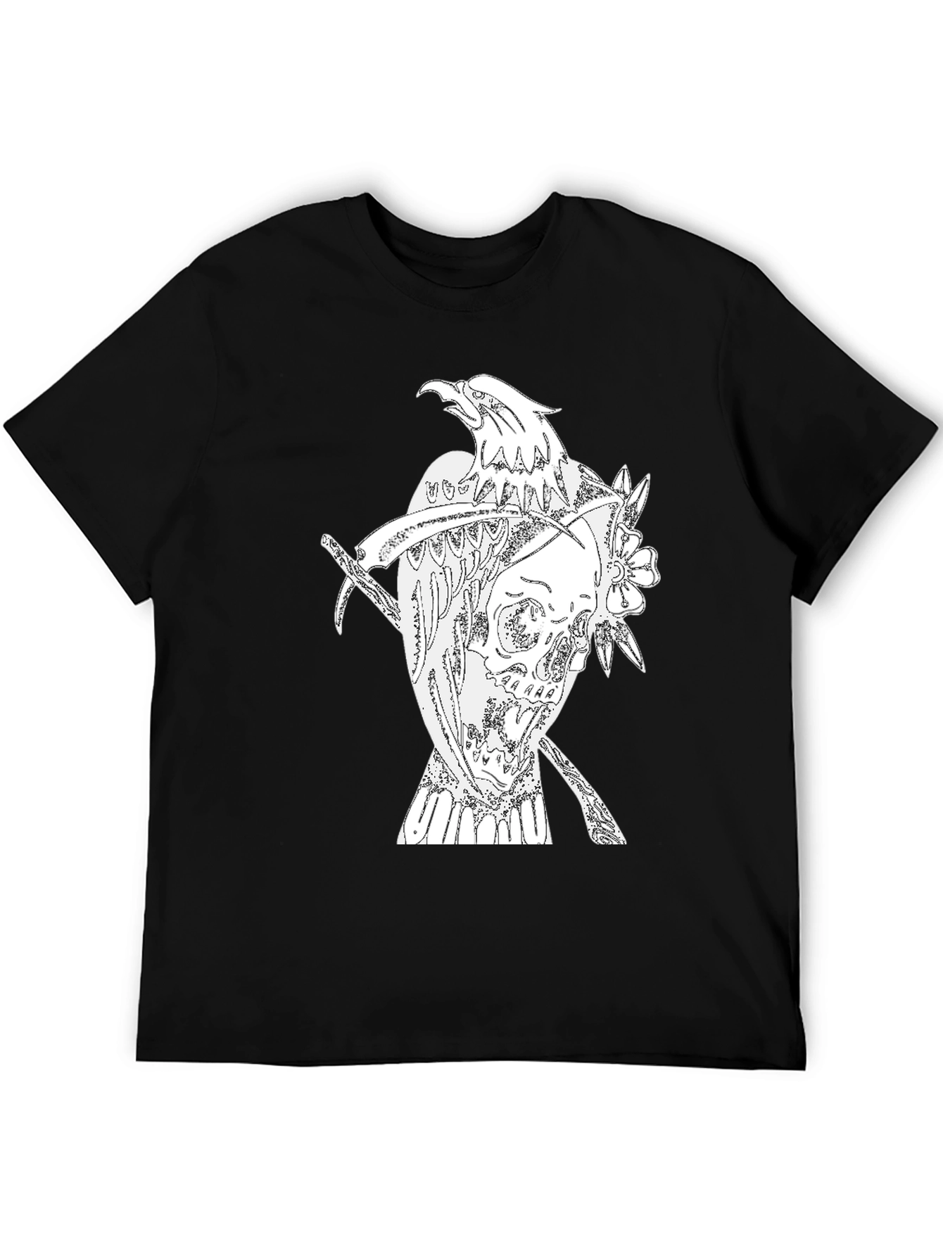 Black T-Shirt with Eagle Skull Graphic