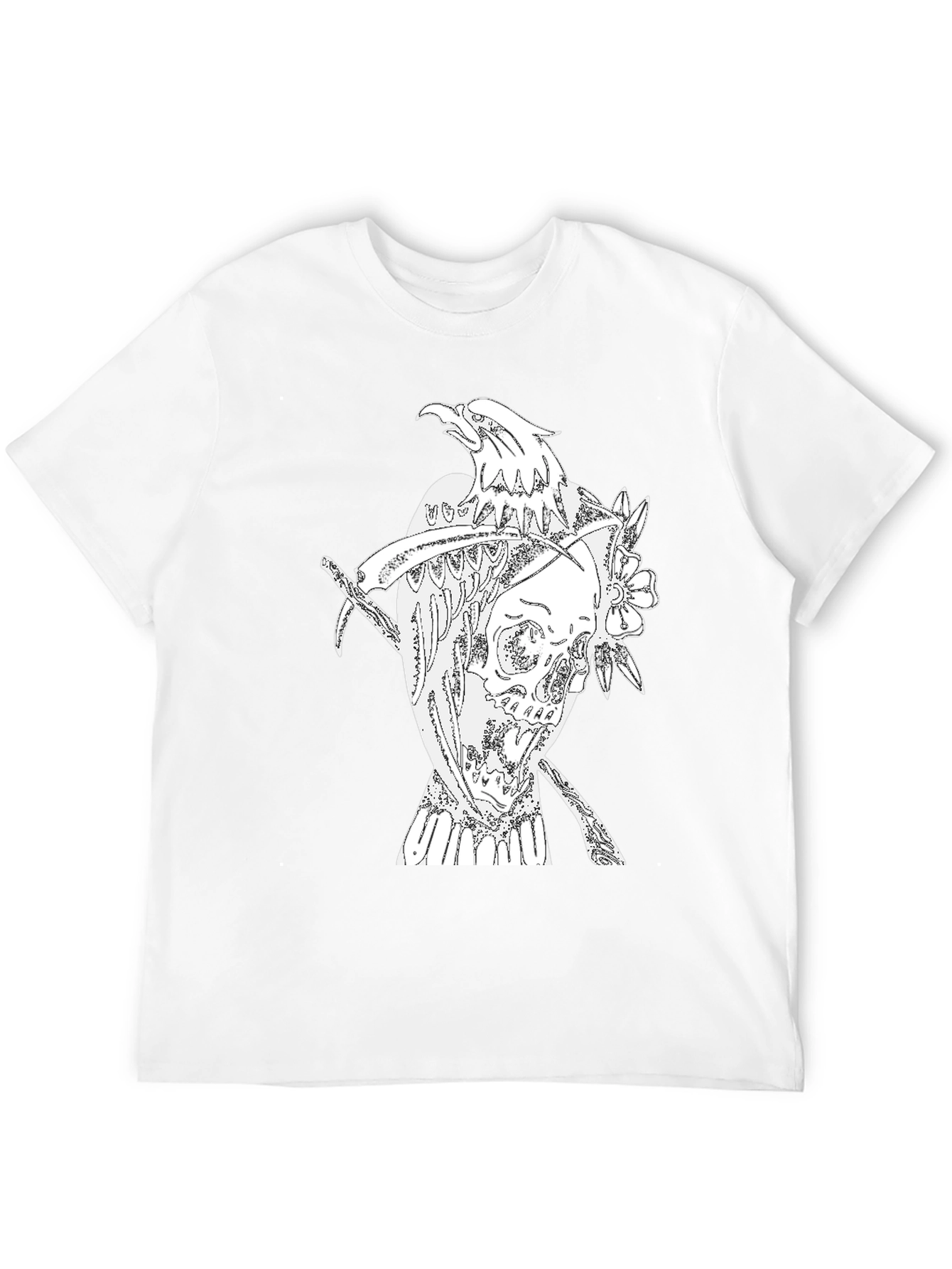 Black T-Shirt with Eagle Skull Graphic