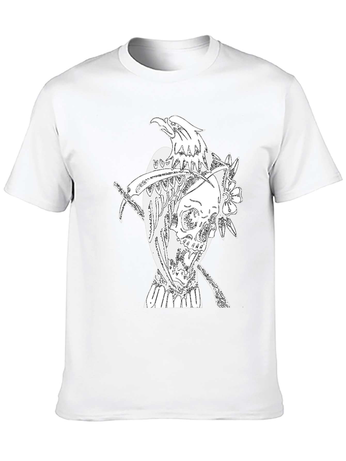 Black T-Shirt with Eagle Skull Graphic
