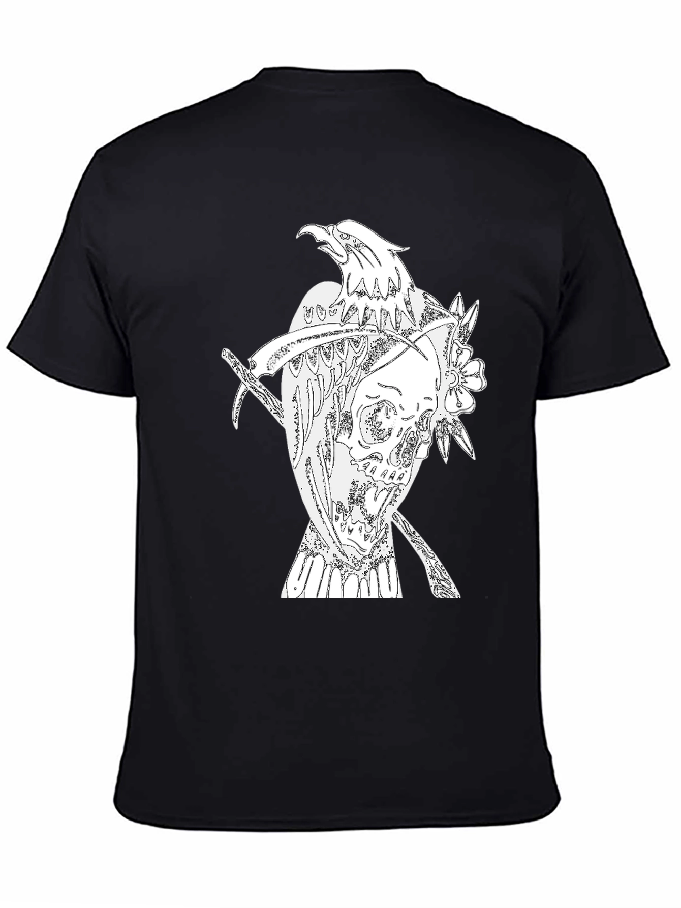 Black T-Shirt with Eagle Skull Graphic