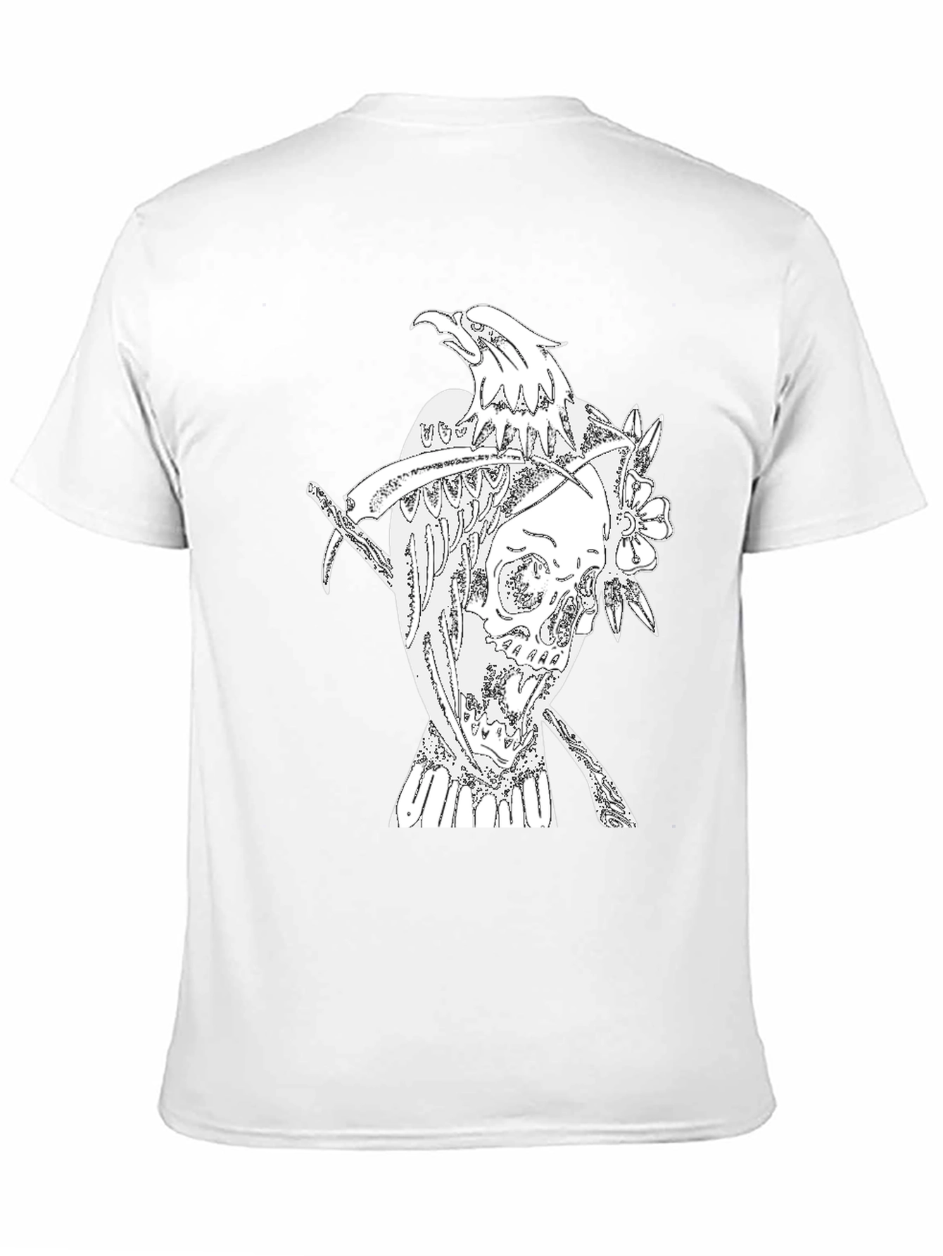 Black T-Shirt with Eagle Skull Graphic