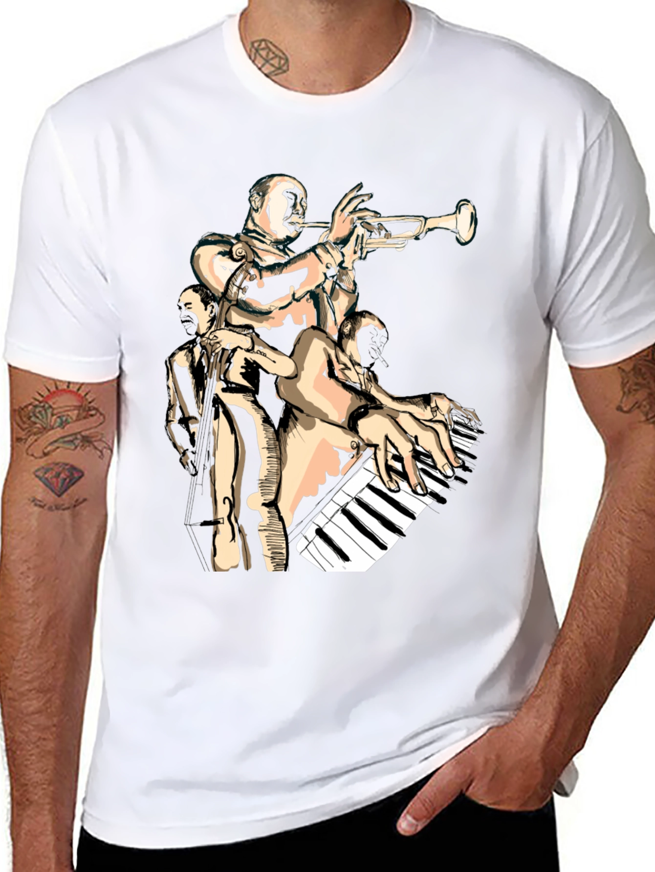 Jazz Band Graphic Black T-Shirt