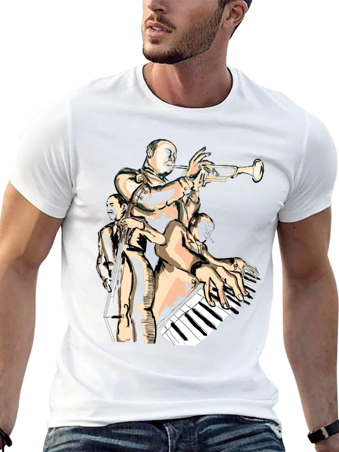 Jazz Band Graphic Black T-Shirt