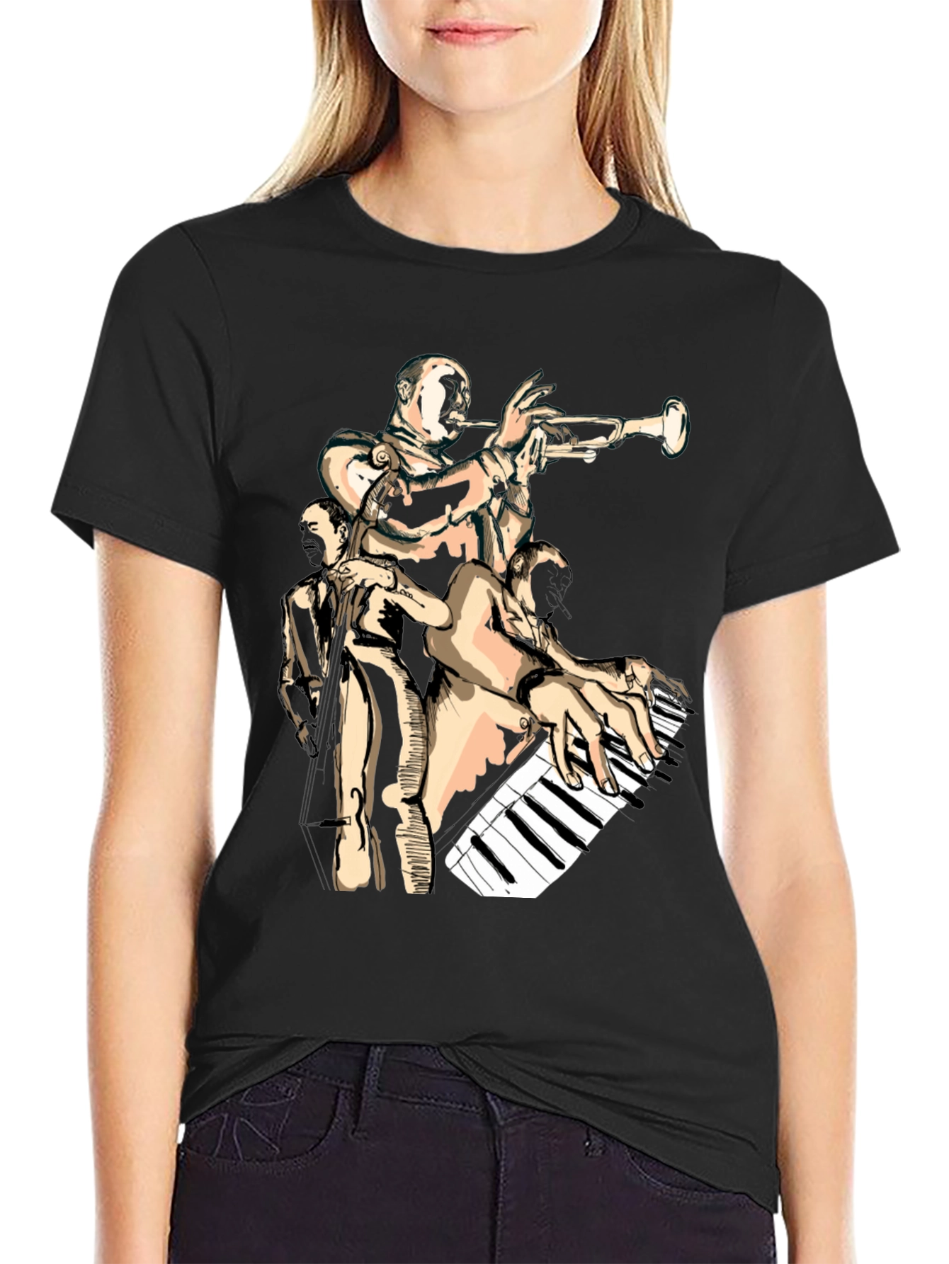 Jazz Band Graphic Black T-Shirt