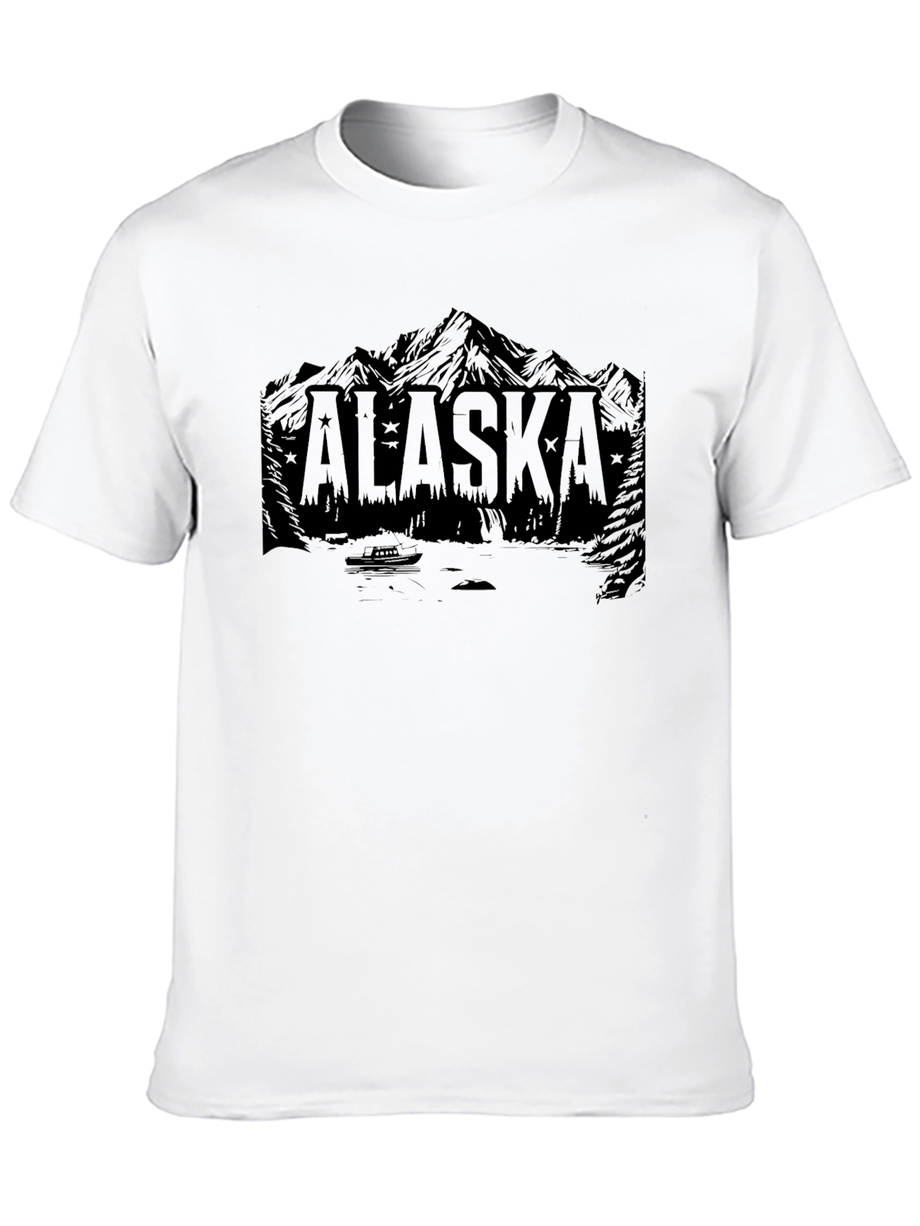 Alaska Mountain Graphic Print Black T-Shirt