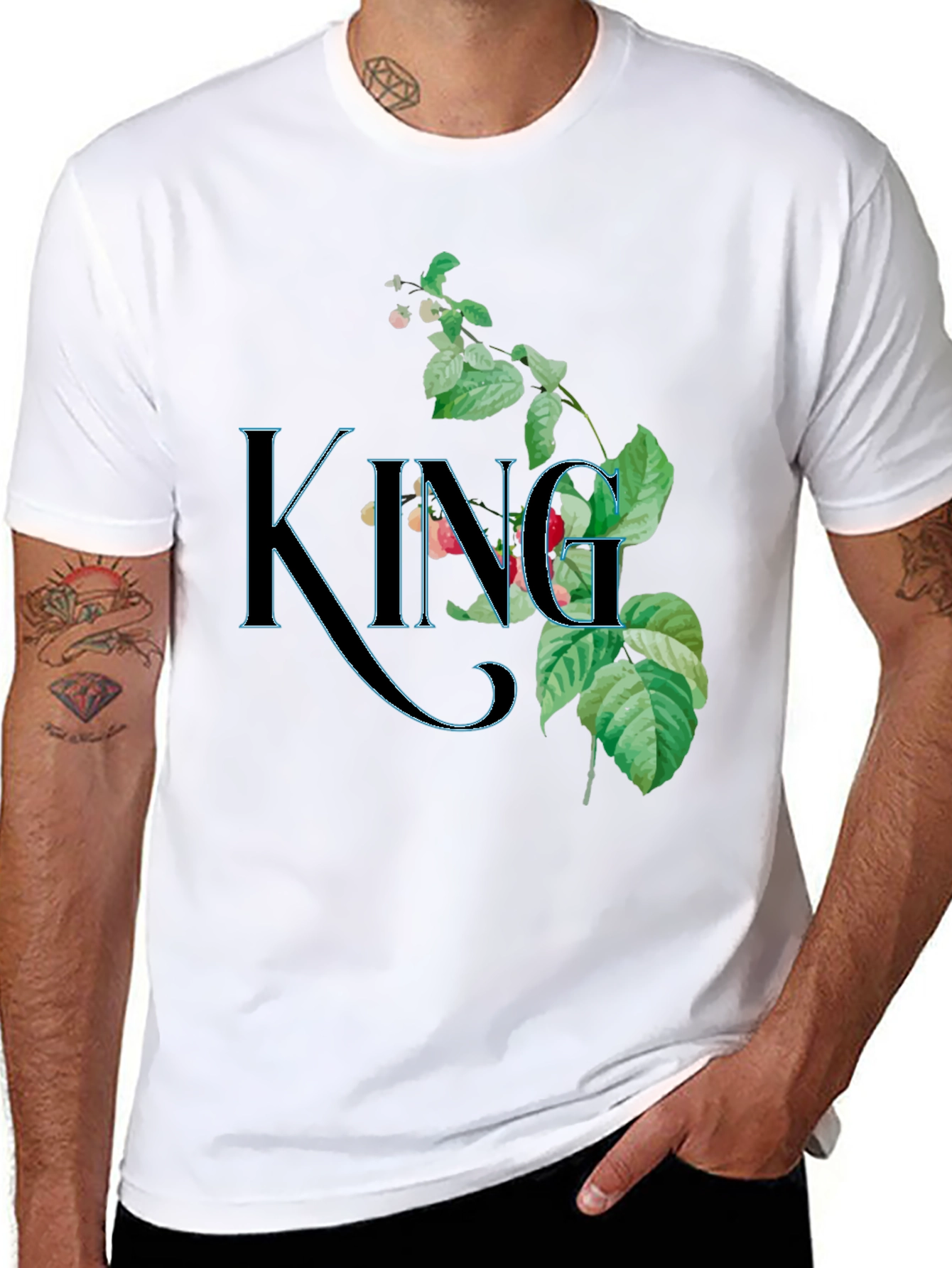 Floral King Graphic Black T-Shirt