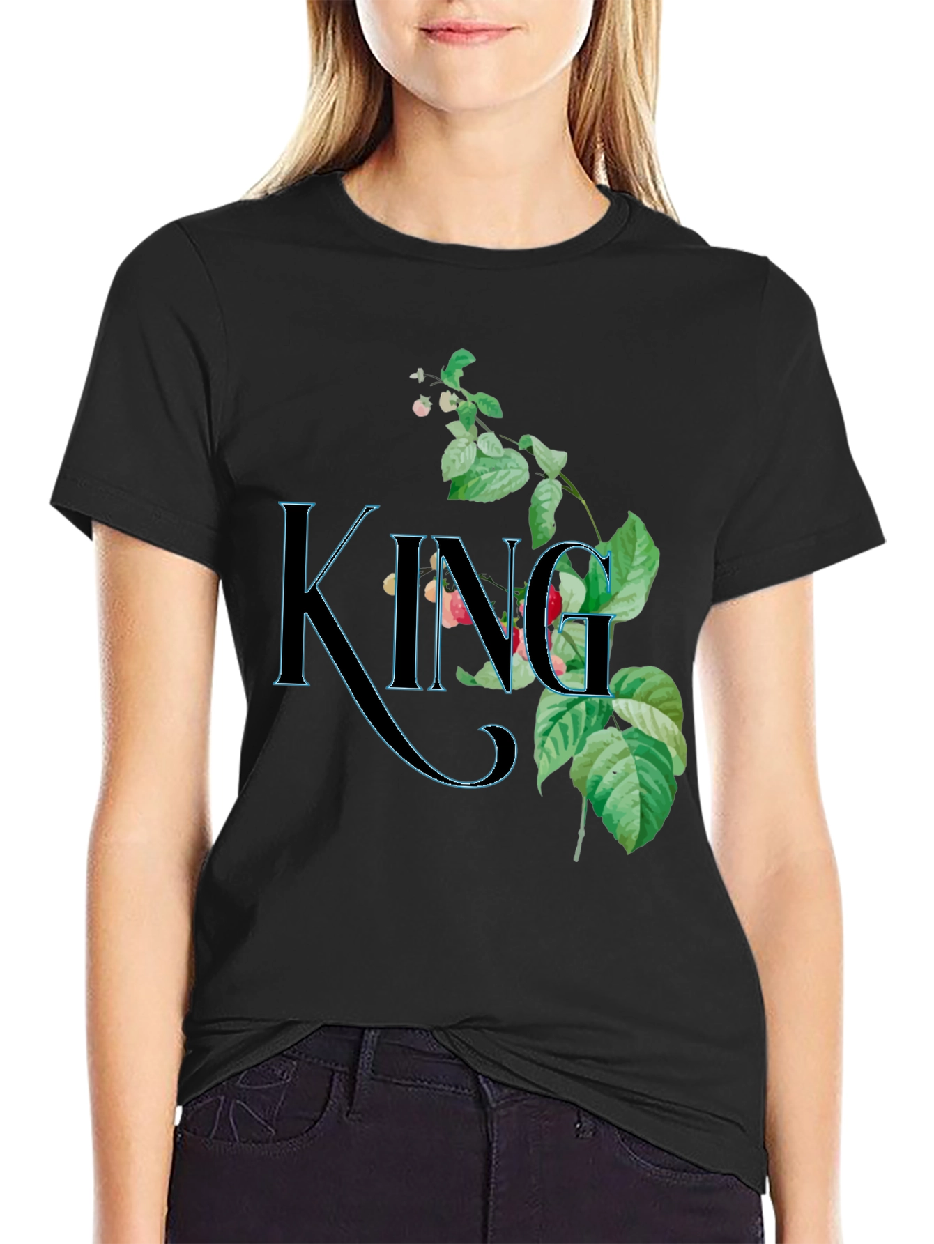 Floral King Graphic Black T-Shirt