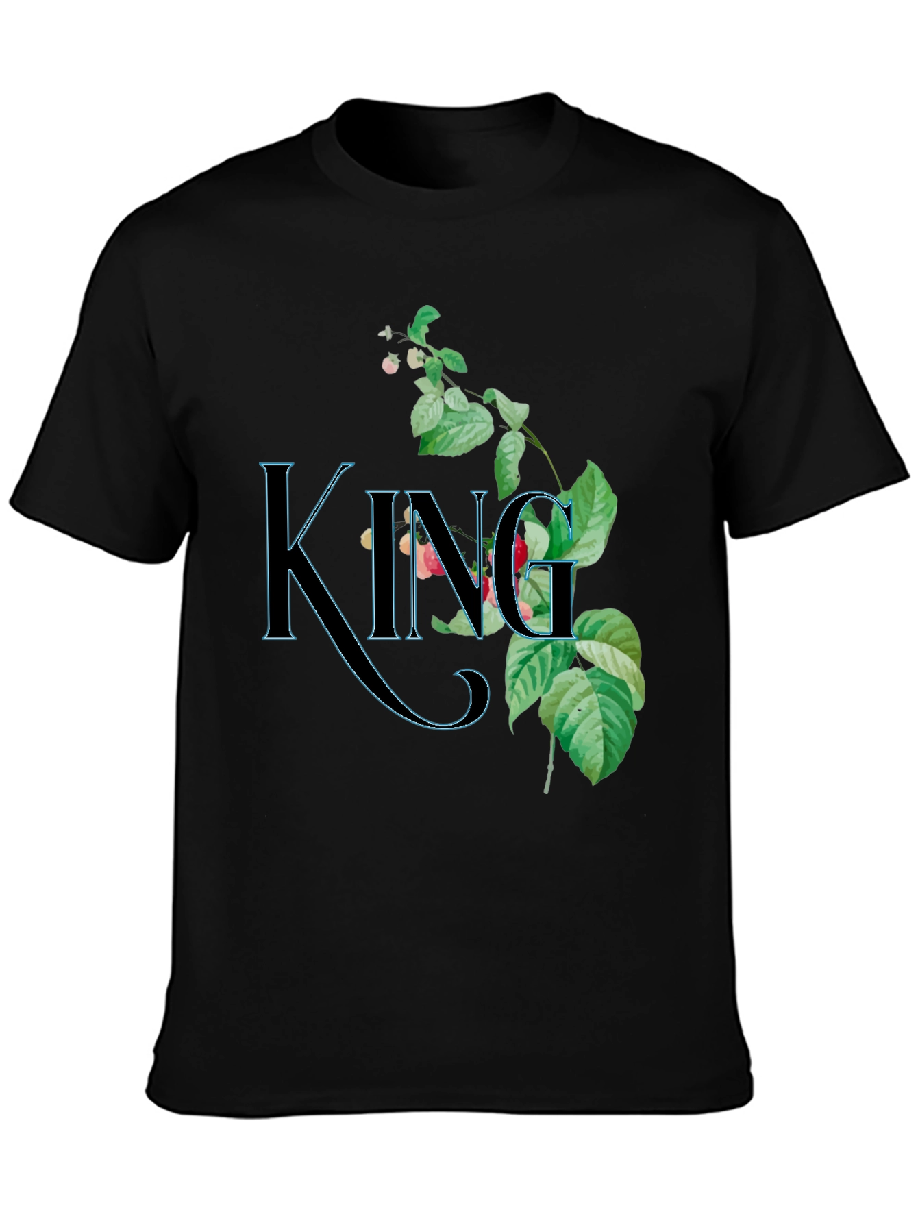 Floral King Graphic Black T-Shirt