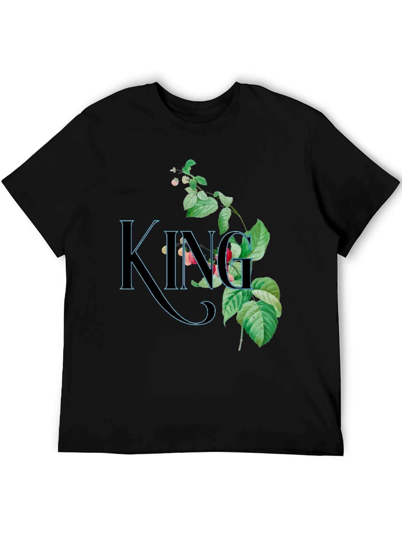 Floral King Graphic Black T-Shirt