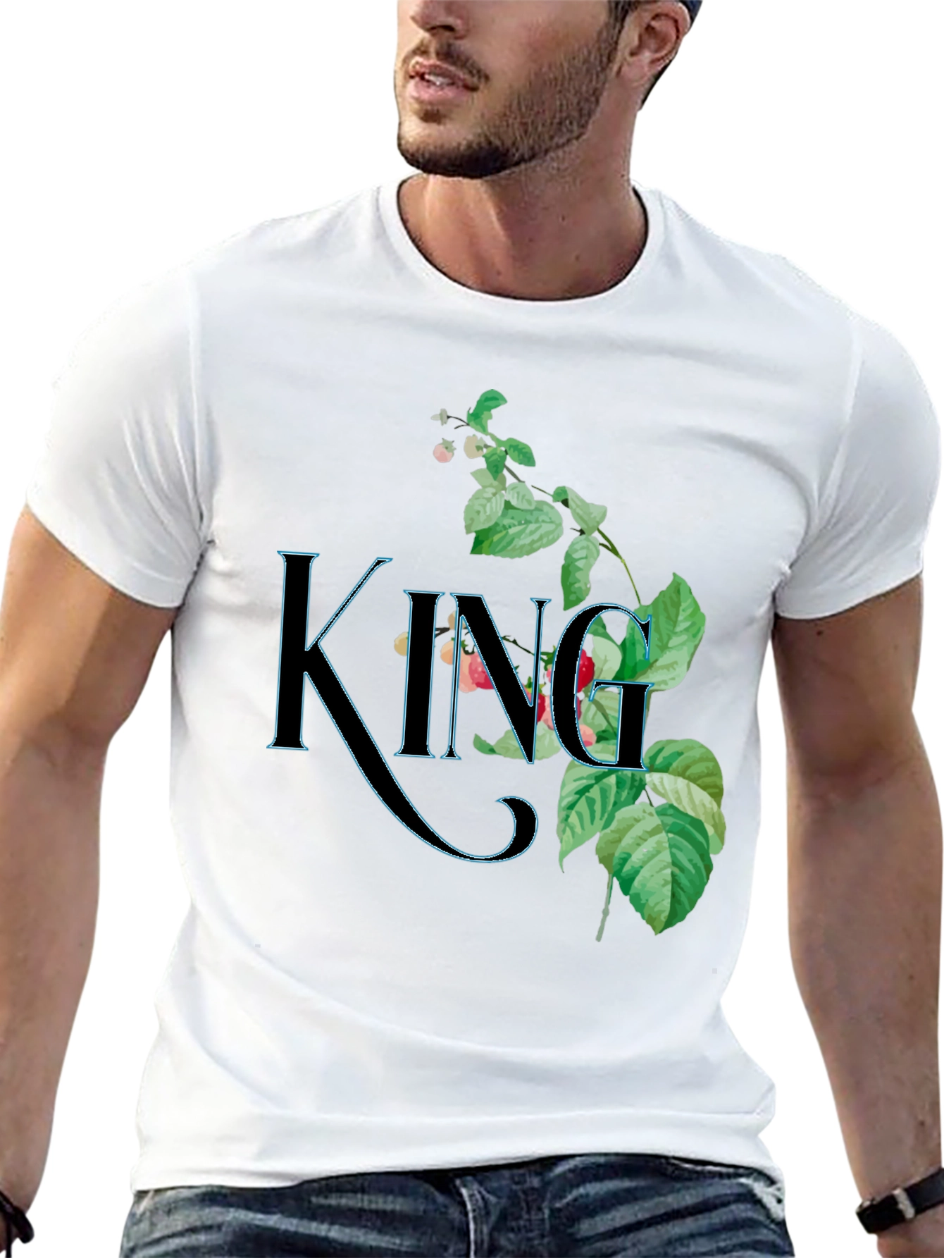 Floral King Graphic Black T-Shirt