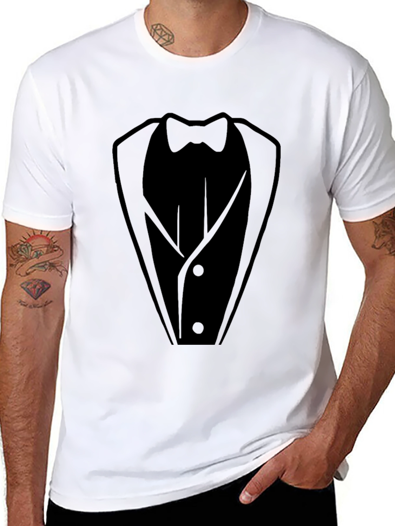 Tuxedo Print Black T-Shirt - Formal Fun!