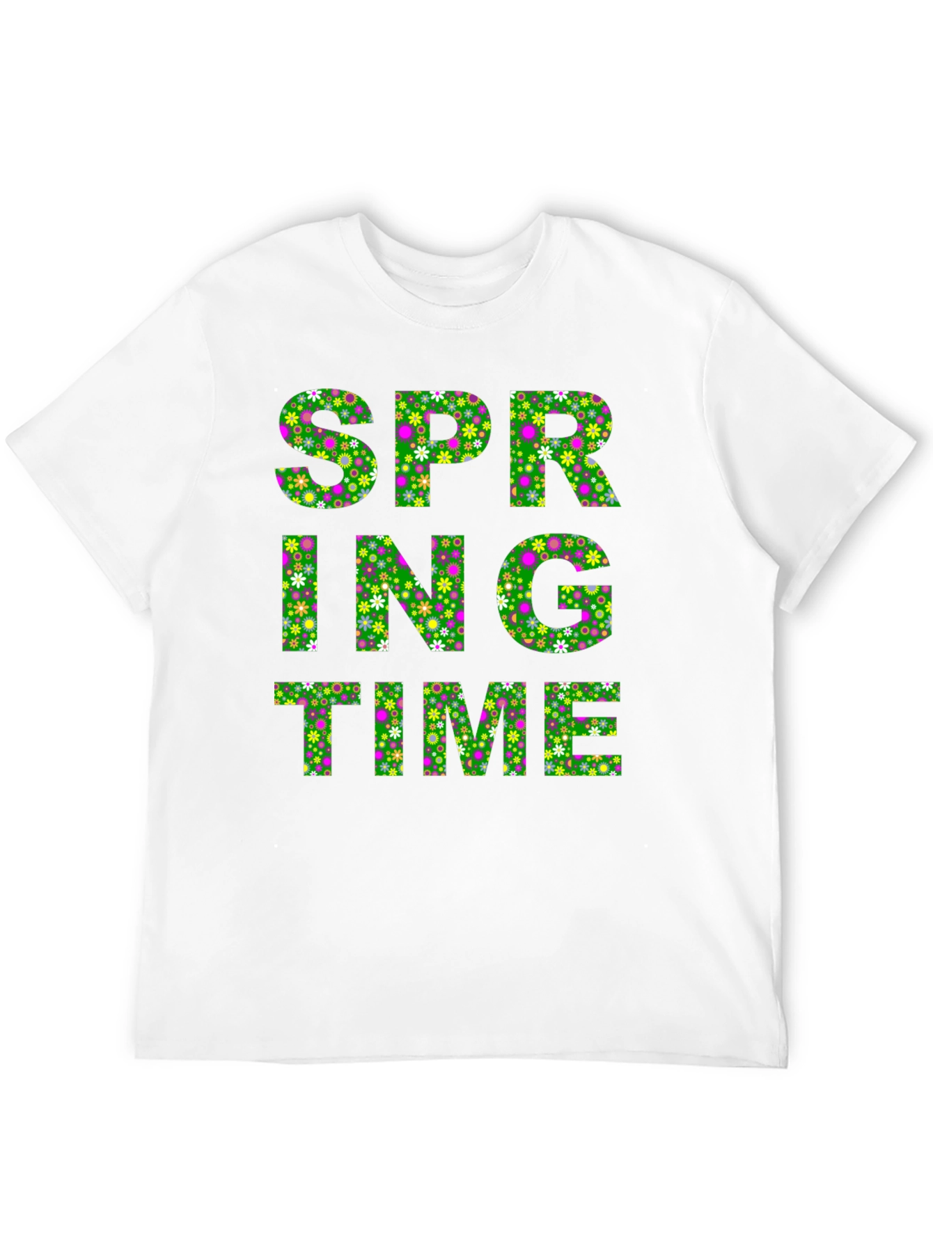 Spring Time Floral Print Mens Black T-Shirt