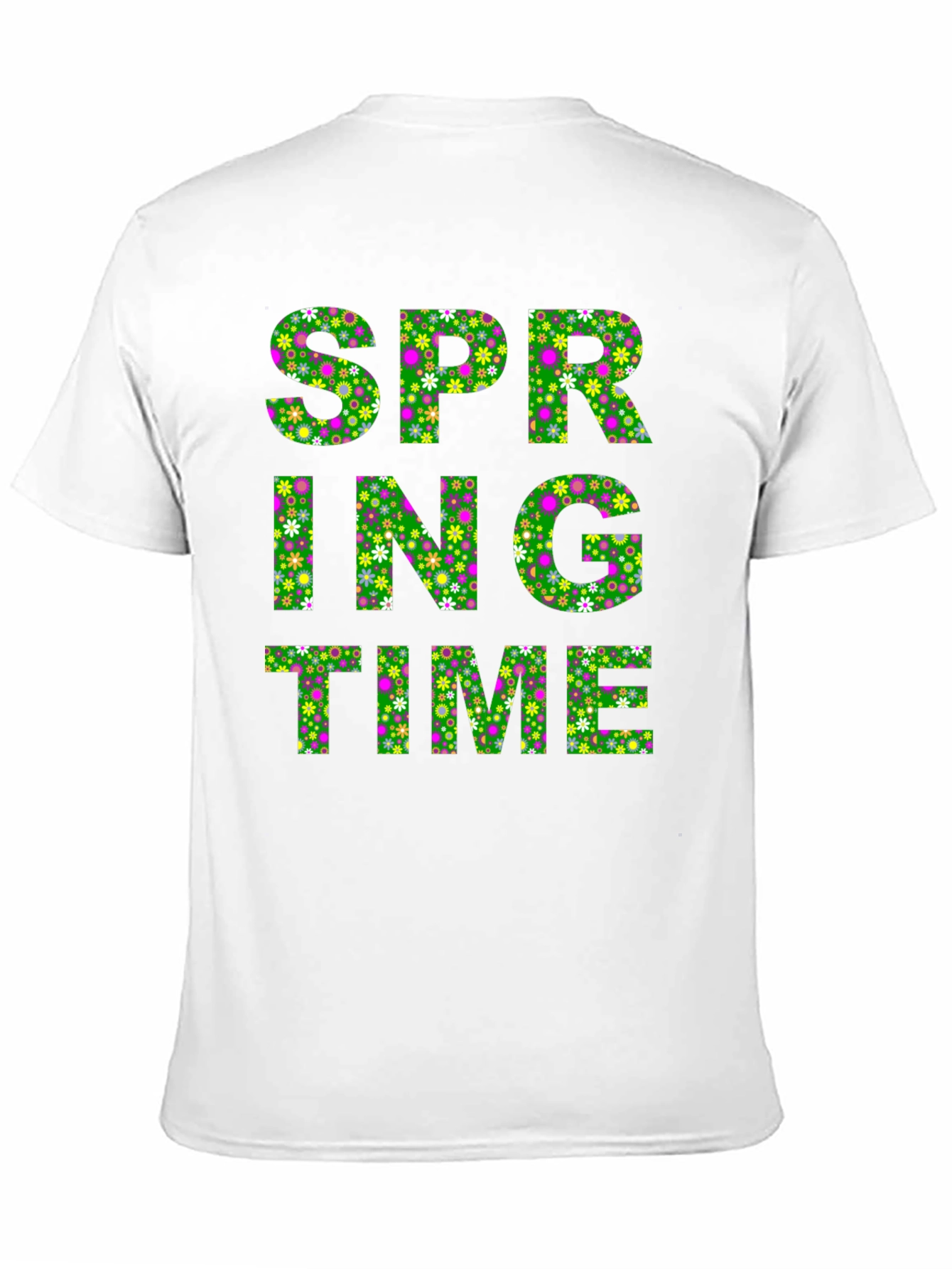Spring Time Floral Print Mens Black T-Shirt