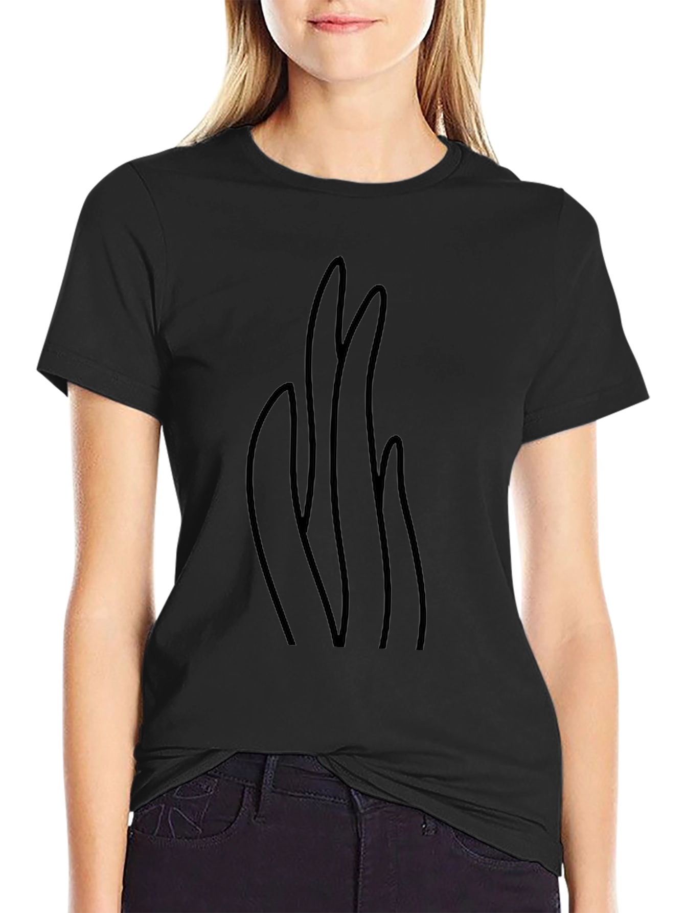 Minimalist Black T-Shirt with Abstract Design