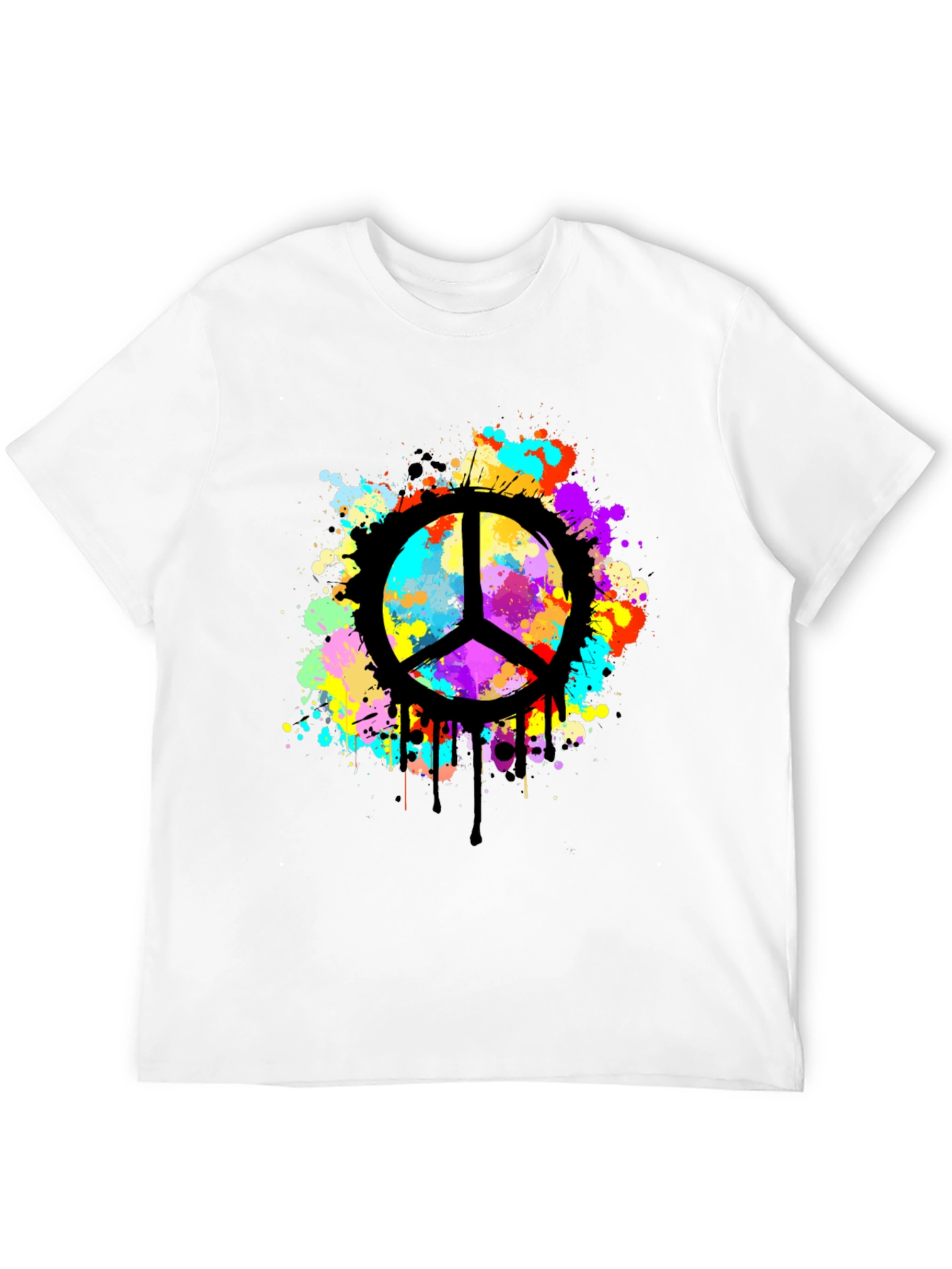 Peace Sign Splatter Graphic Black T-Shirt