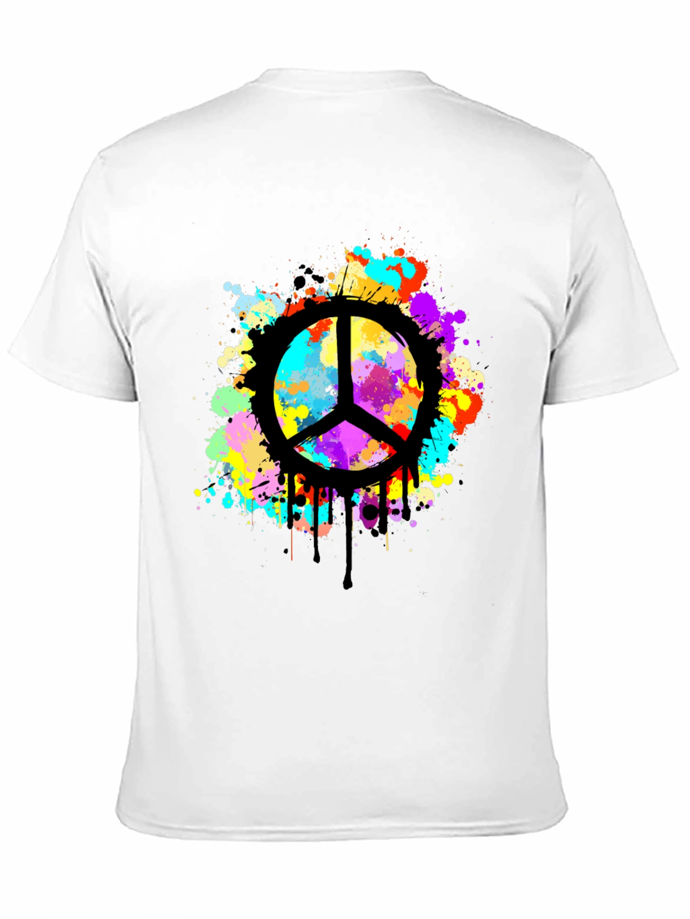 Peace Sign Splatter Graphic Black T-Shirt