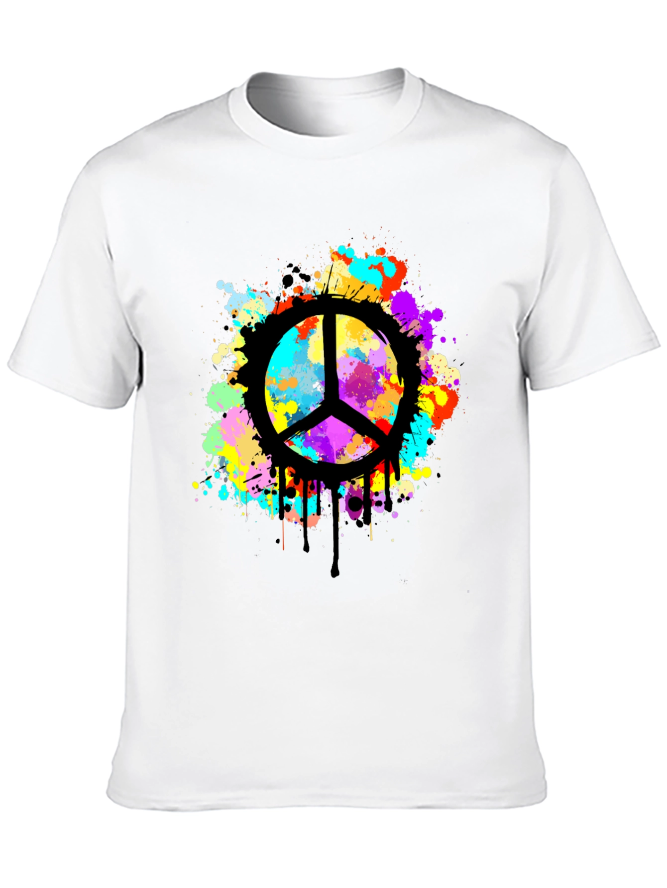 Peace Sign Splatter Graphic Black T-Shirt