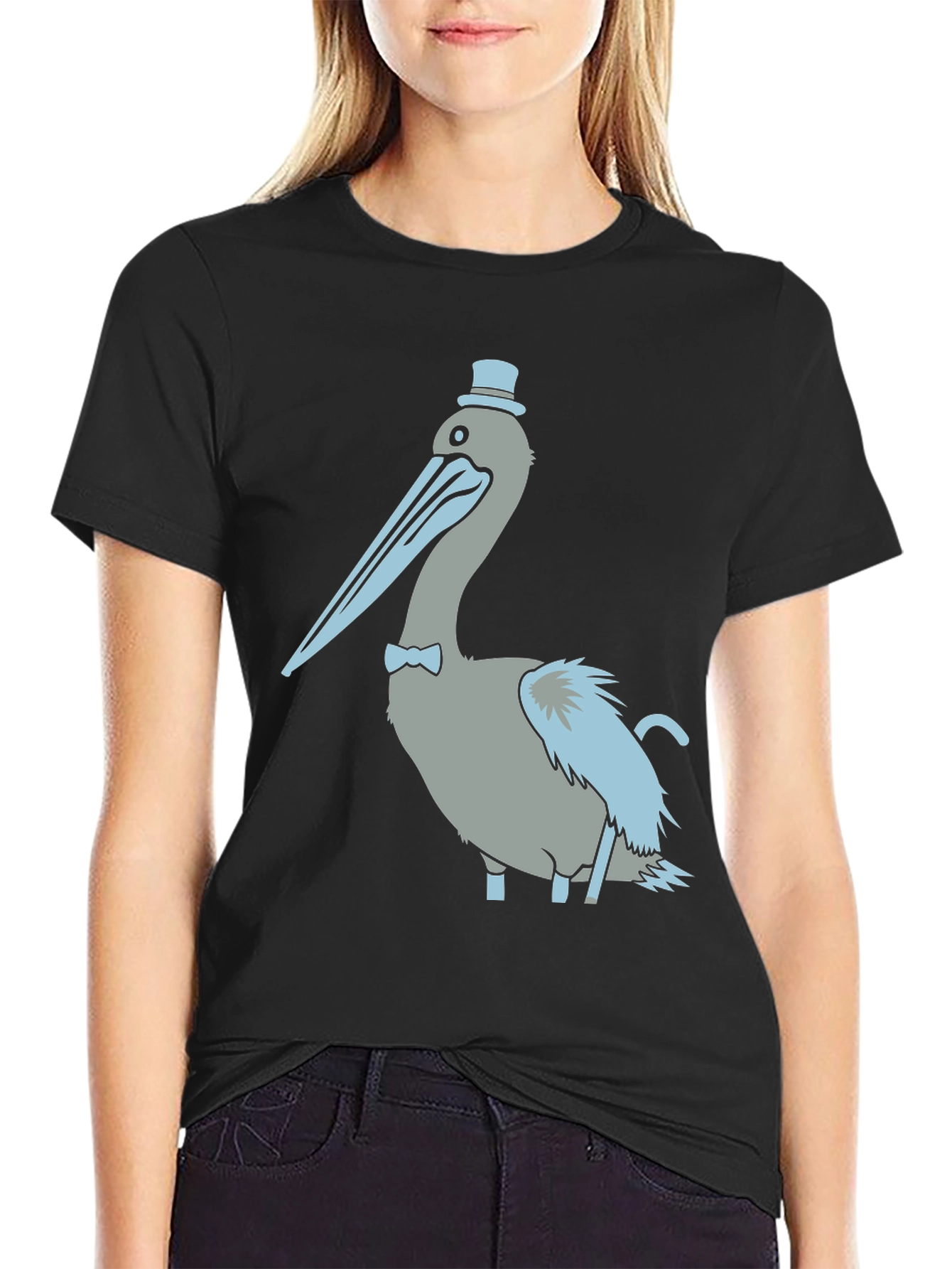 Pelican with Top Hat Graphic T-Shirt
