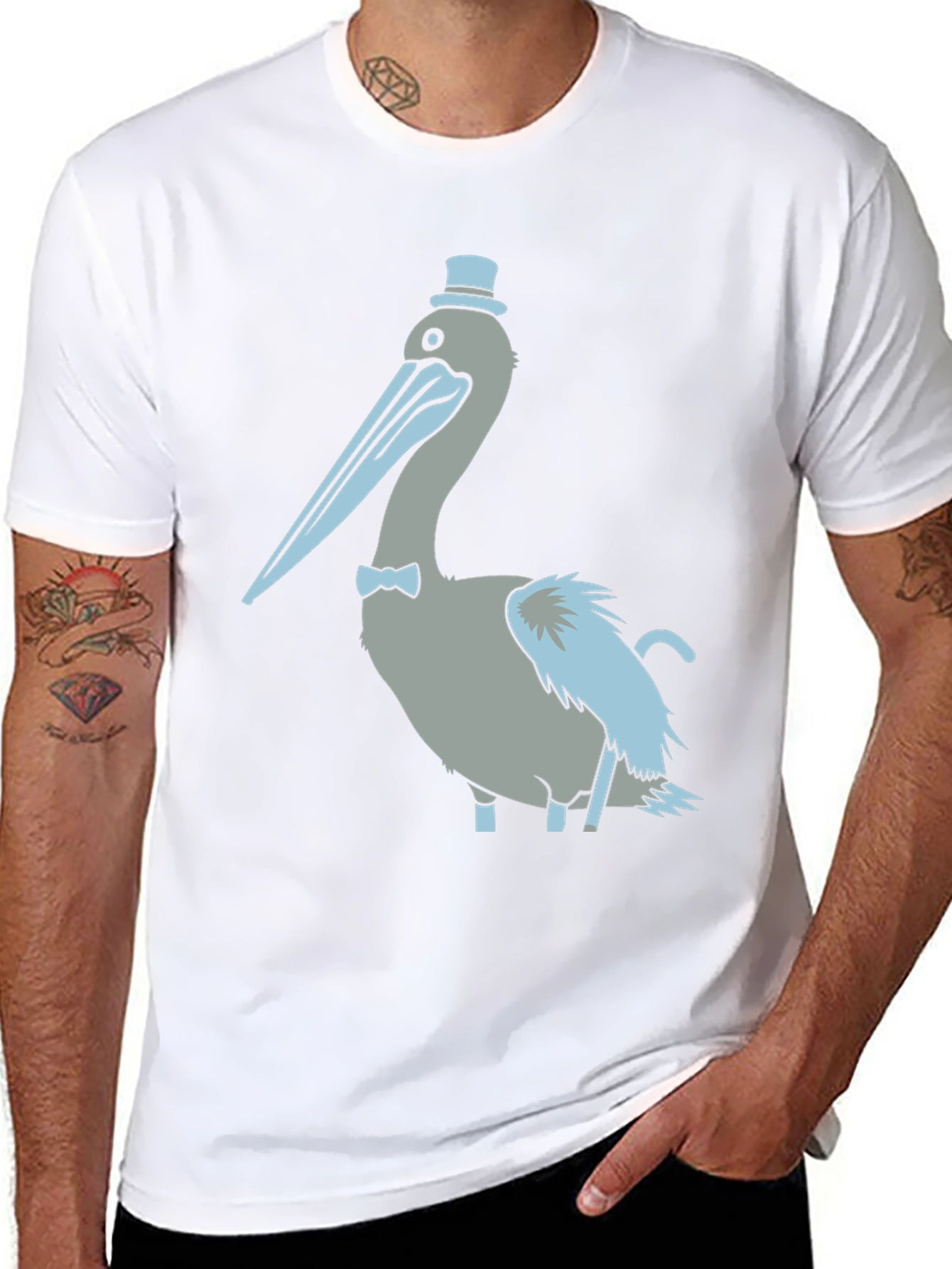 Pelican with Top Hat Graphic T-Shirt
