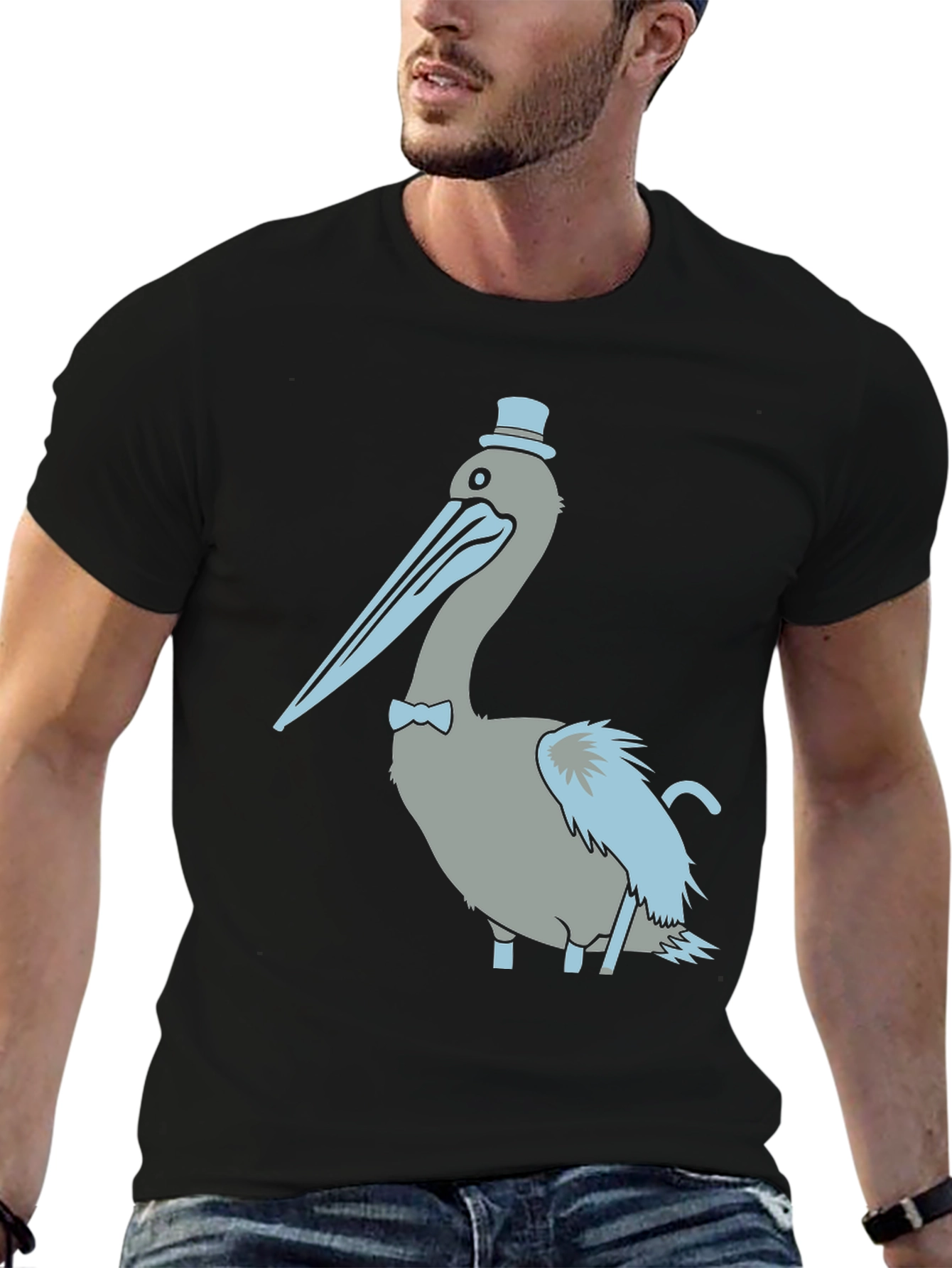 Pelican with Top Hat Graphic T-Shirt
