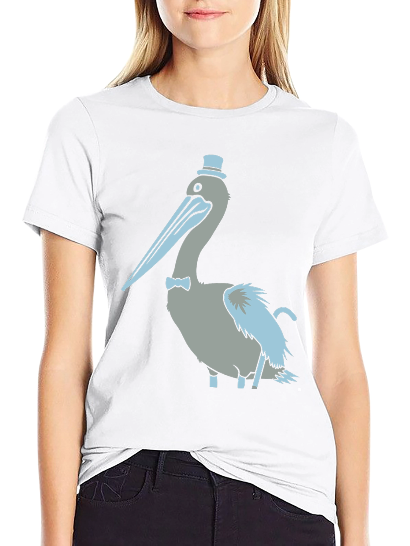 Pelican with Top Hat Graphic T-Shirt