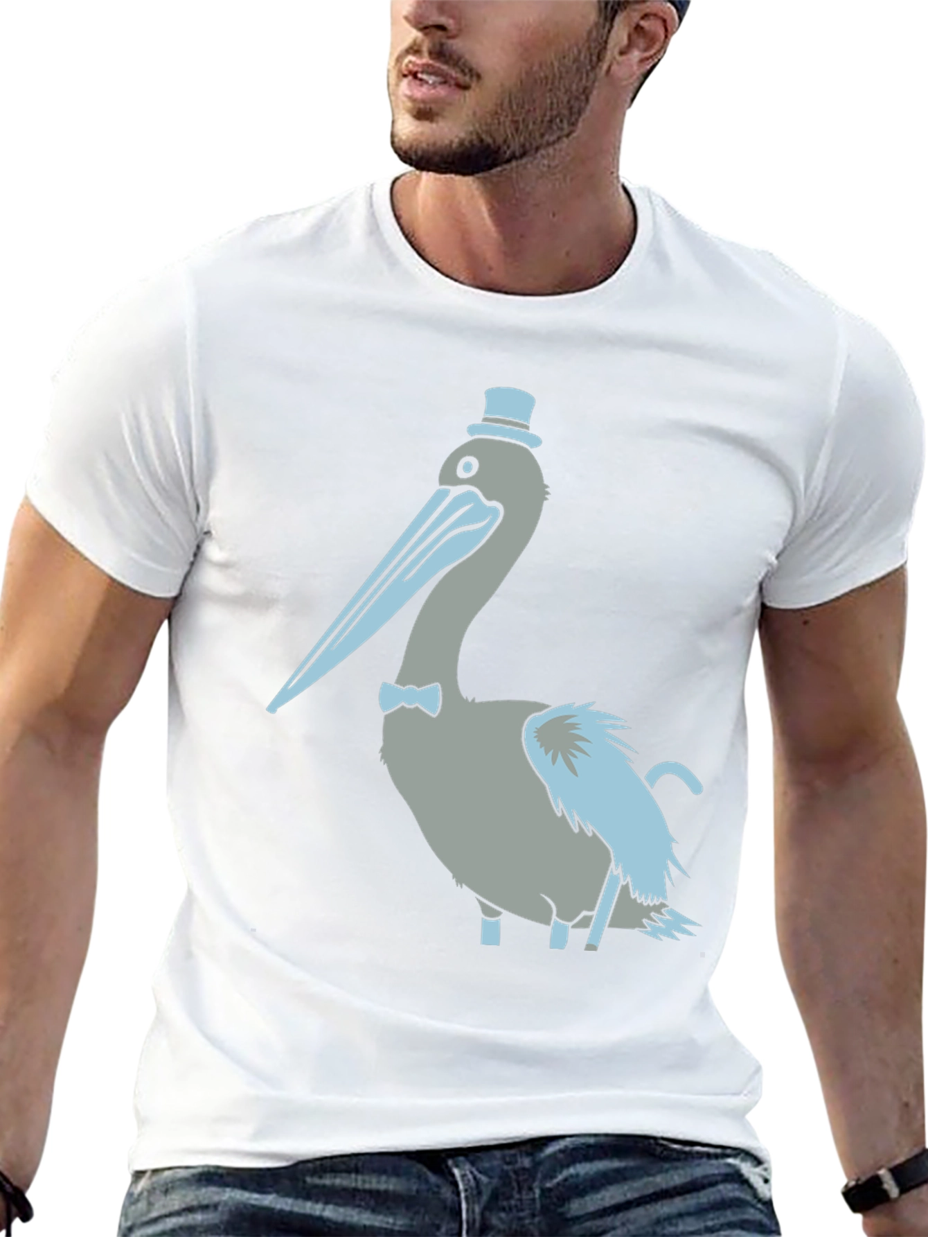 Pelican with Top Hat Graphic T-Shirt