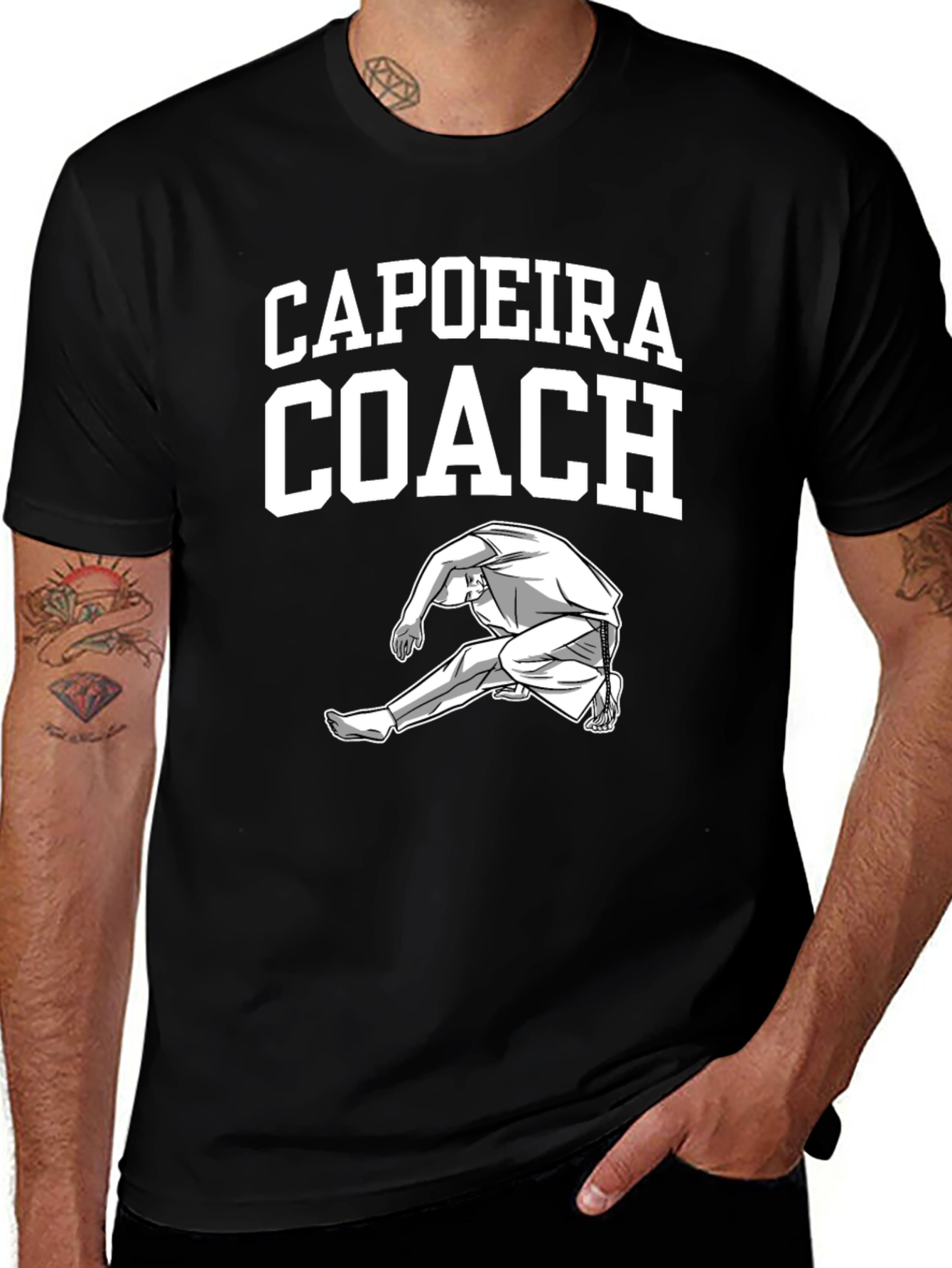 Capoeira Coach T-Shirt Black Cotton