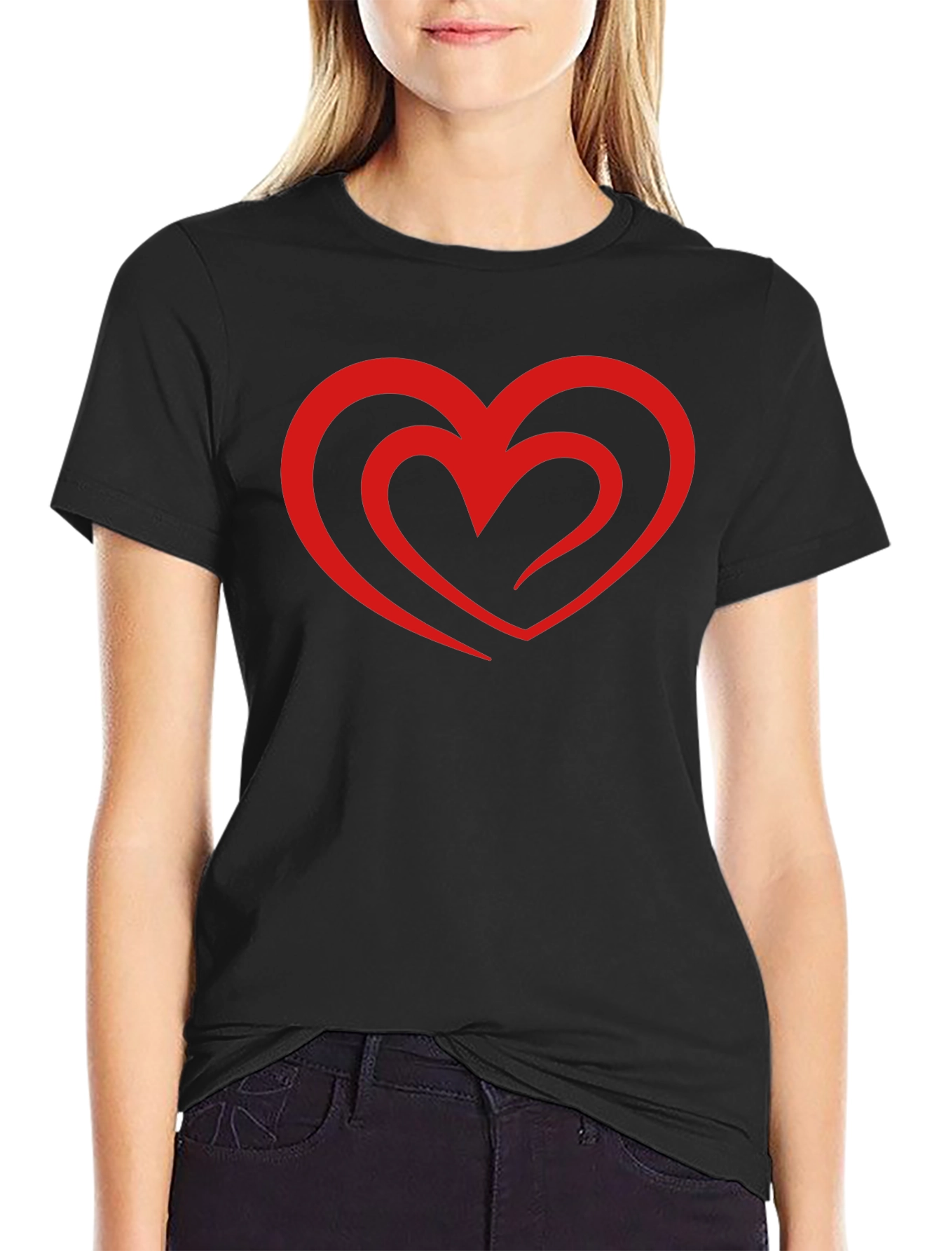 Heart Graphic Black T-Shirt - Stylish Casual Tee