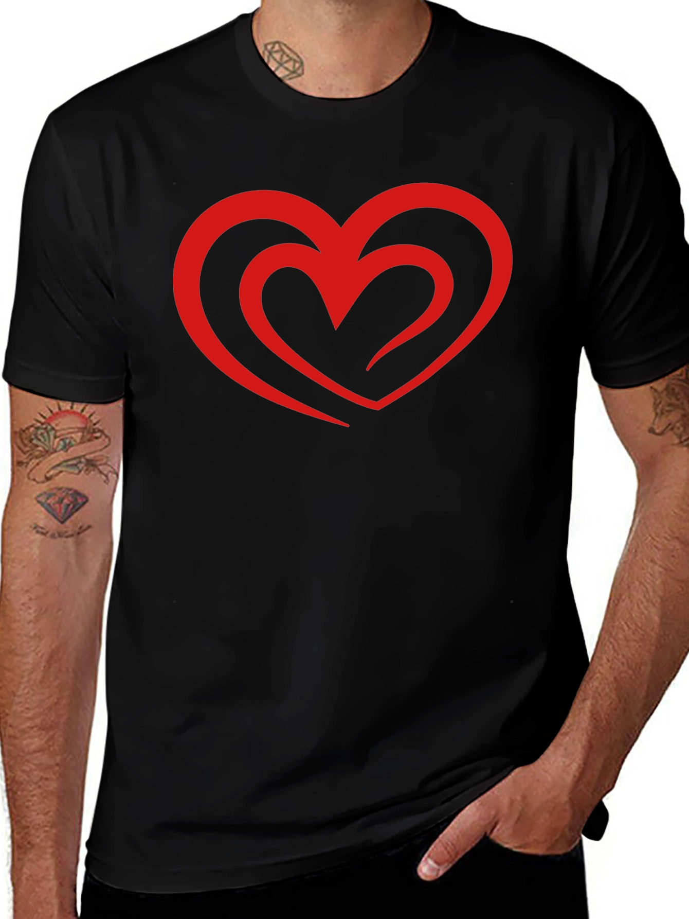Heart Graphic Black T-Shirt - Stylish Casual Tee