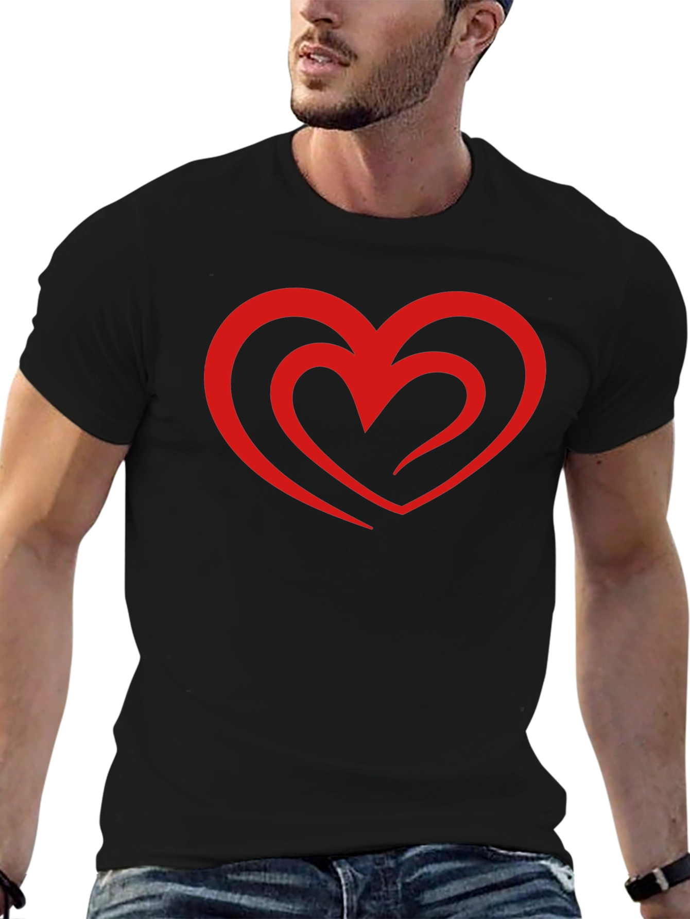 Heart Graphic Black T-Shirt - Stylish Casual Tee