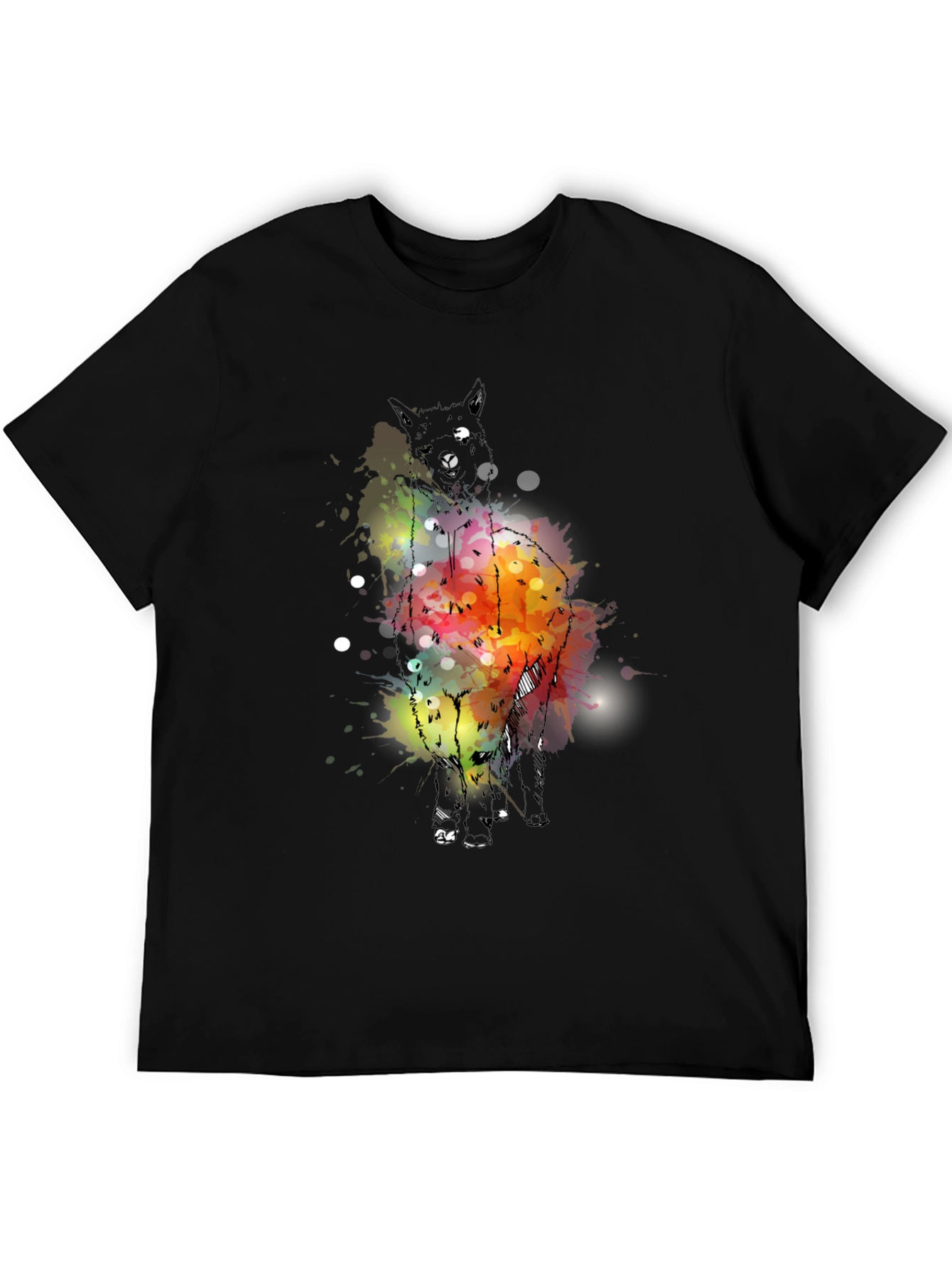 Abstract Alpaca Graphic Tee - Mens Black T-Shirt
